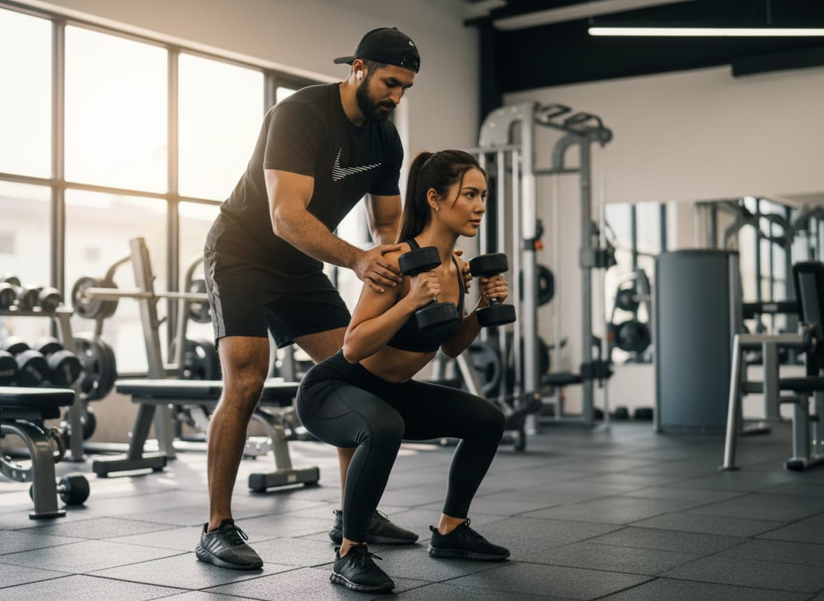 a man and woman exercising