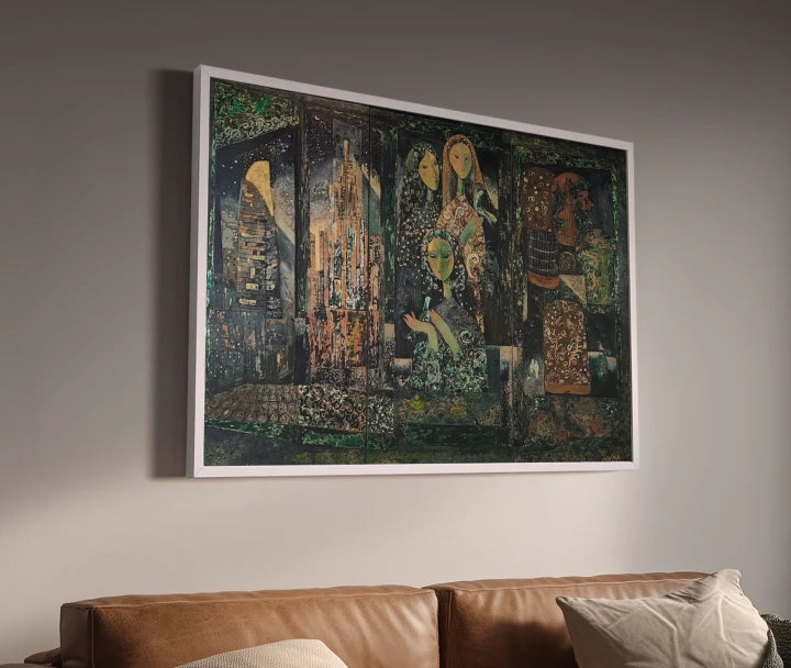 premium art poster and canvas prints, with originals available, from QART , of the artwork " City Night Stars "