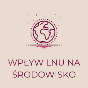 Ilustracja z globem i napisem 'Wpływ lnu na środowisko', symbolizująca ekologiczne znaczenie lnu.