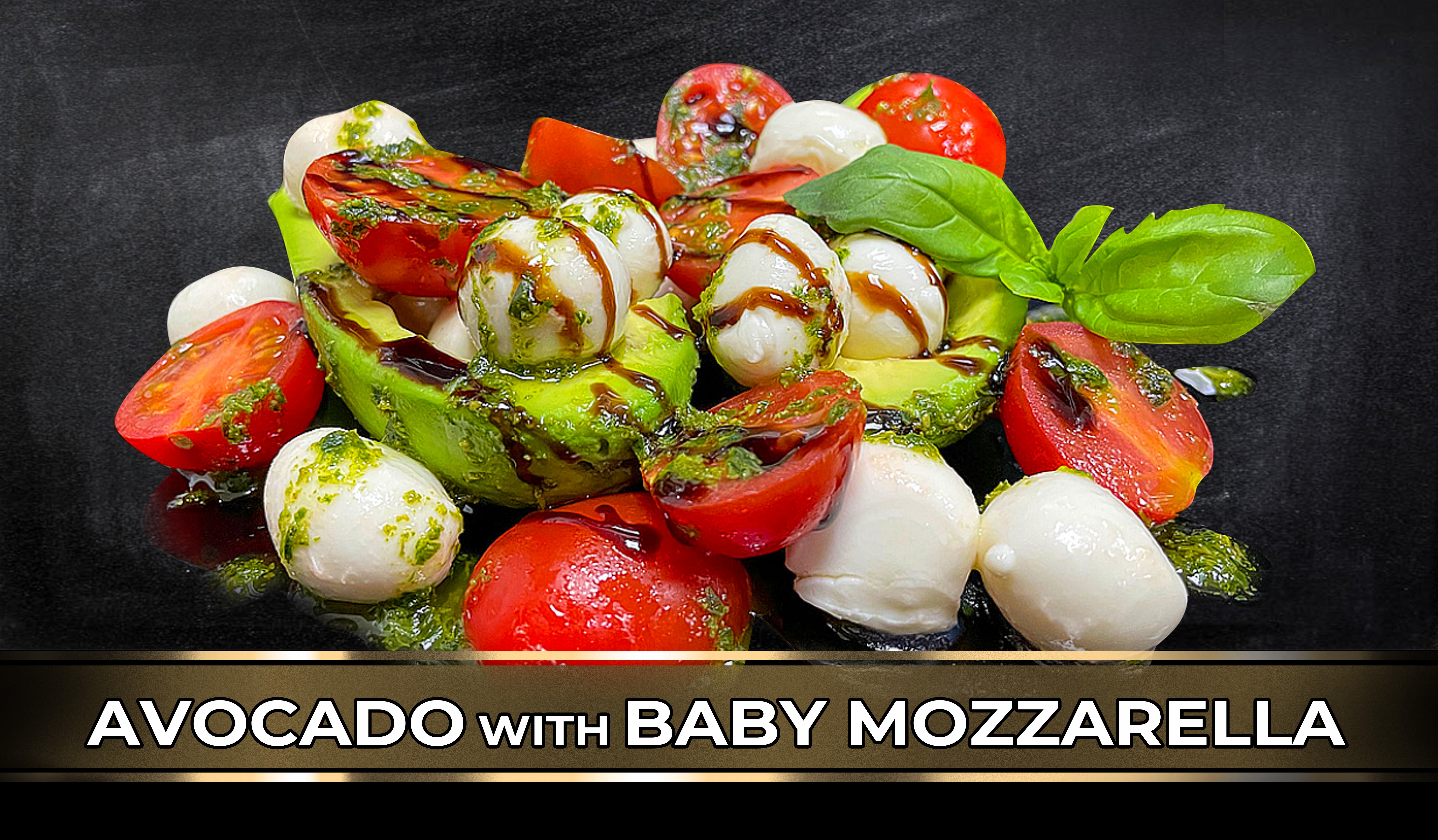 Avocado with baby mozzarella
