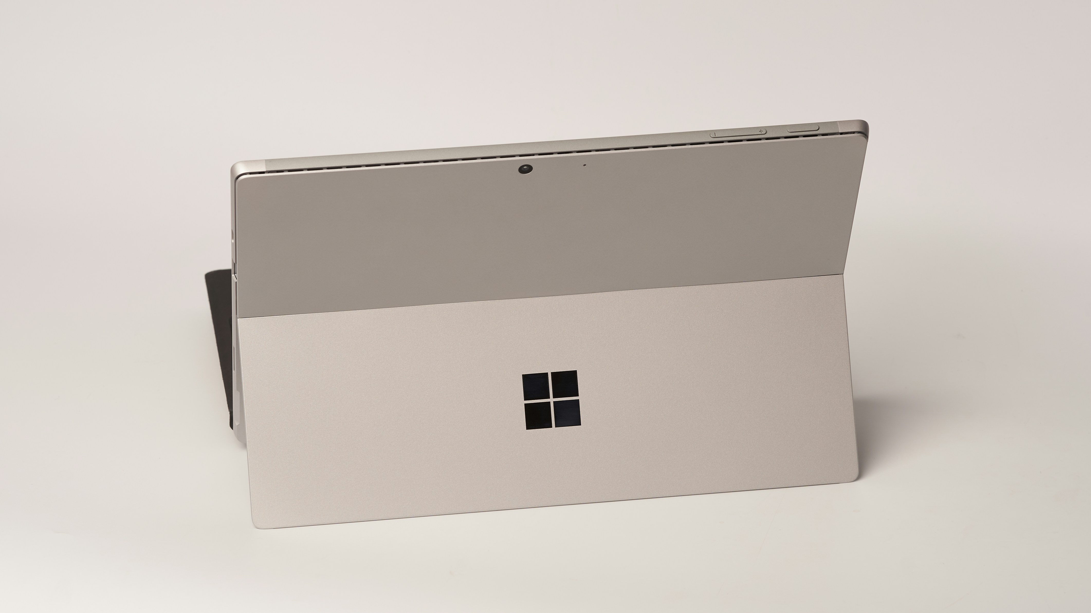Microsoft Surface device in tablet mode on white background