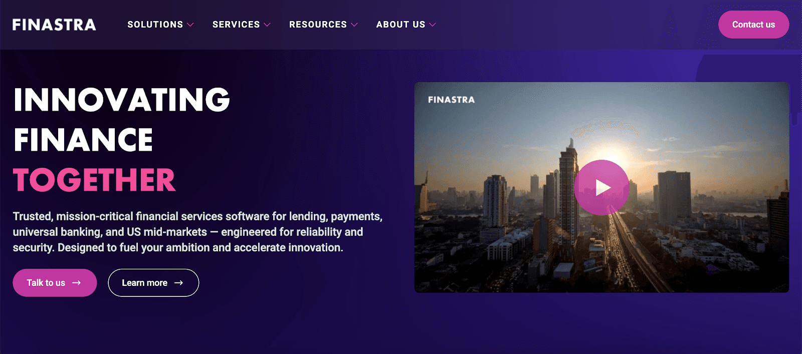 Finastra website homepage