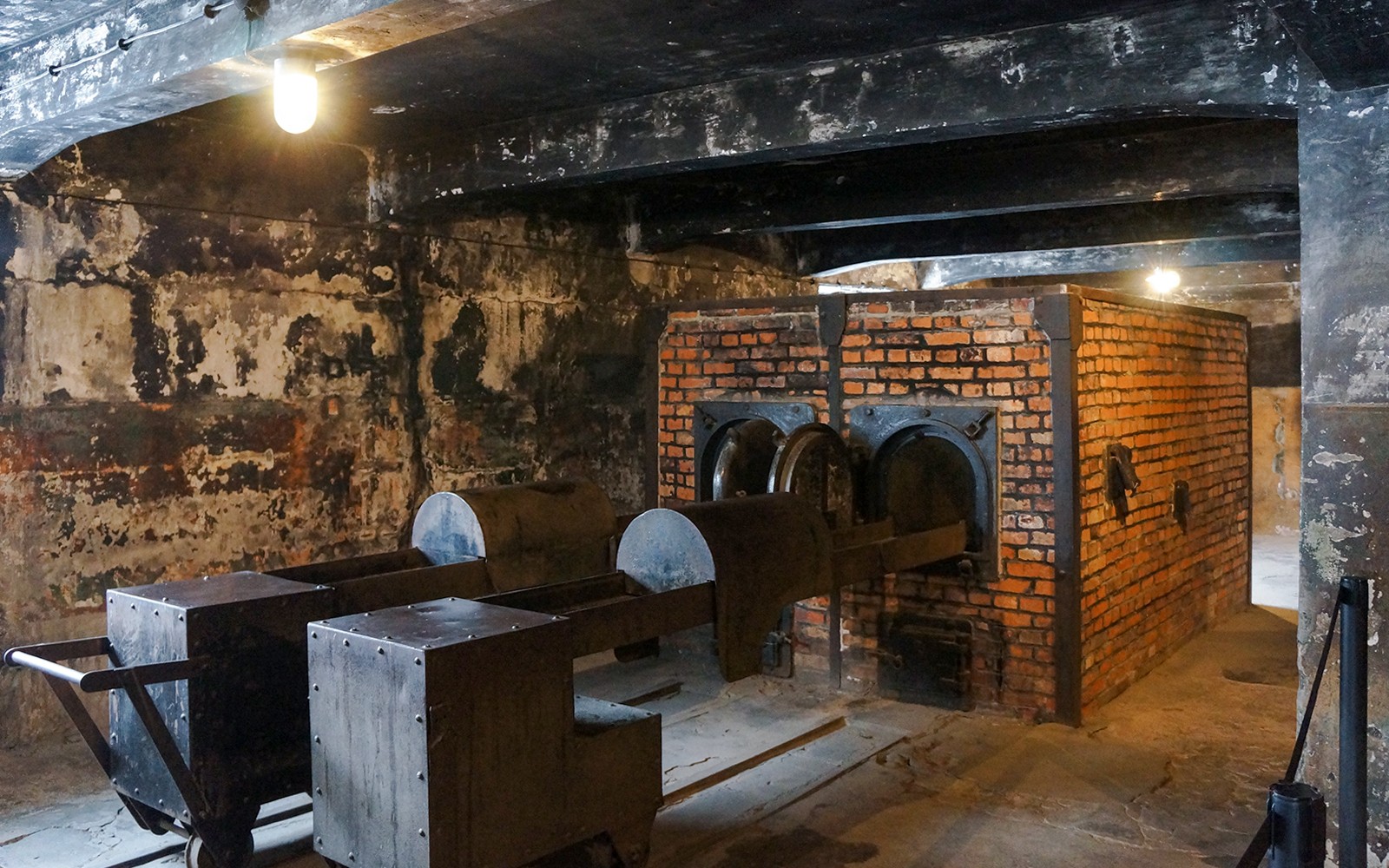 Crematorium ovens inside Auschwitz I barracks.