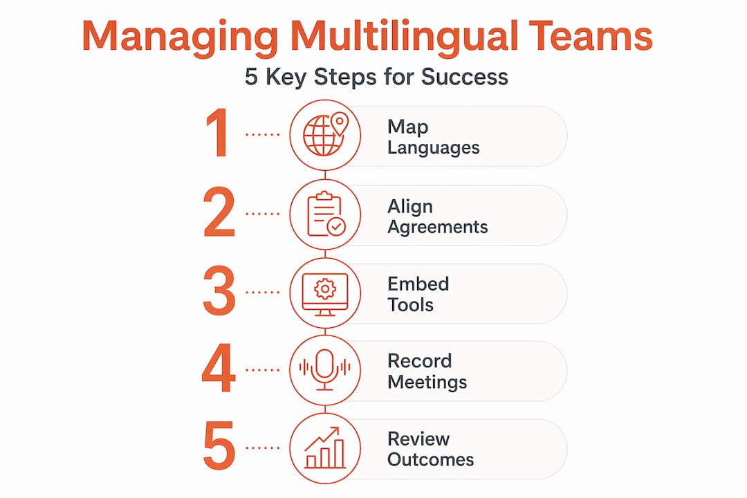 Five-step infographic for multilingual management