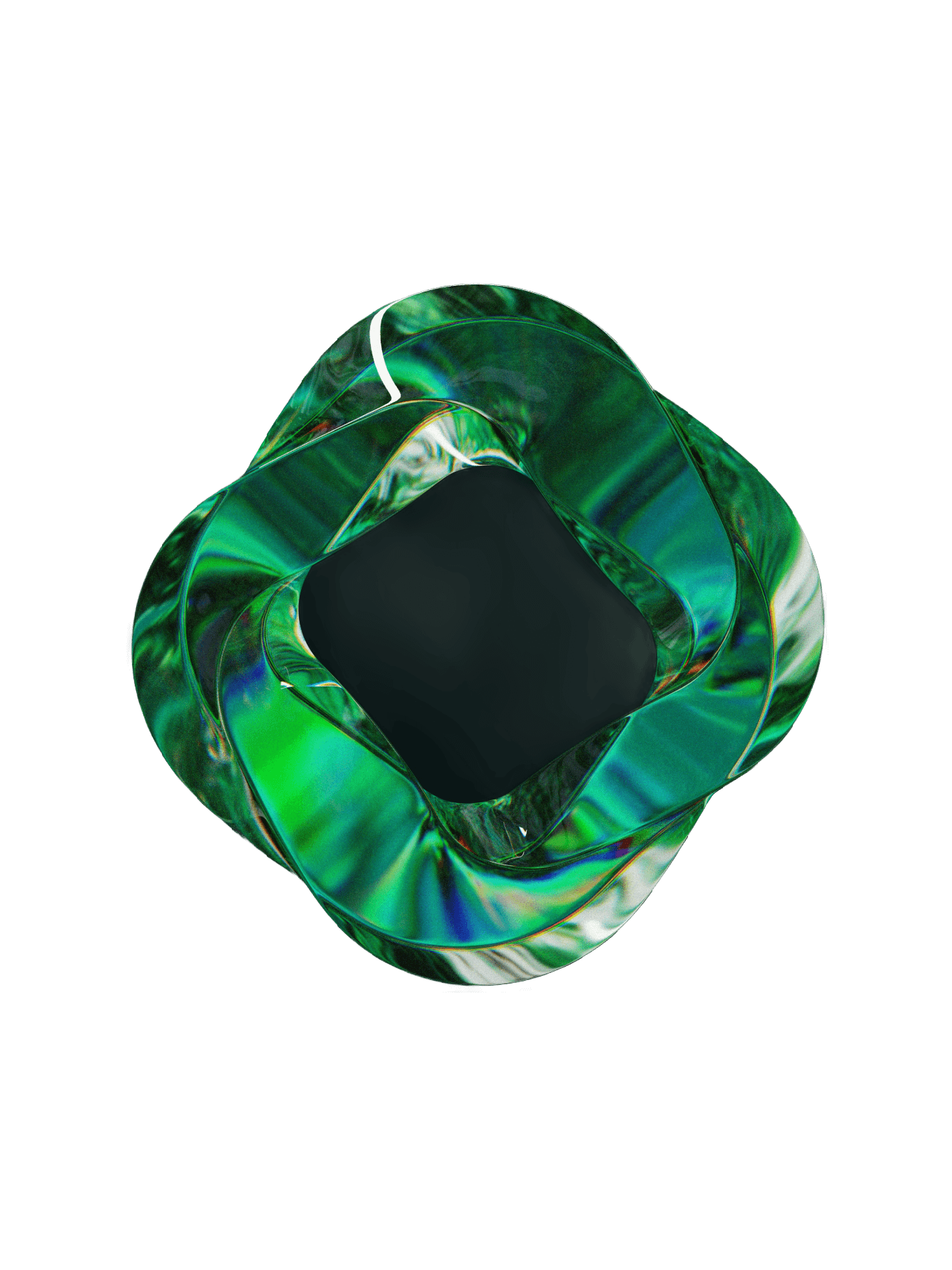 a green and white object on a black background (Background Removed)