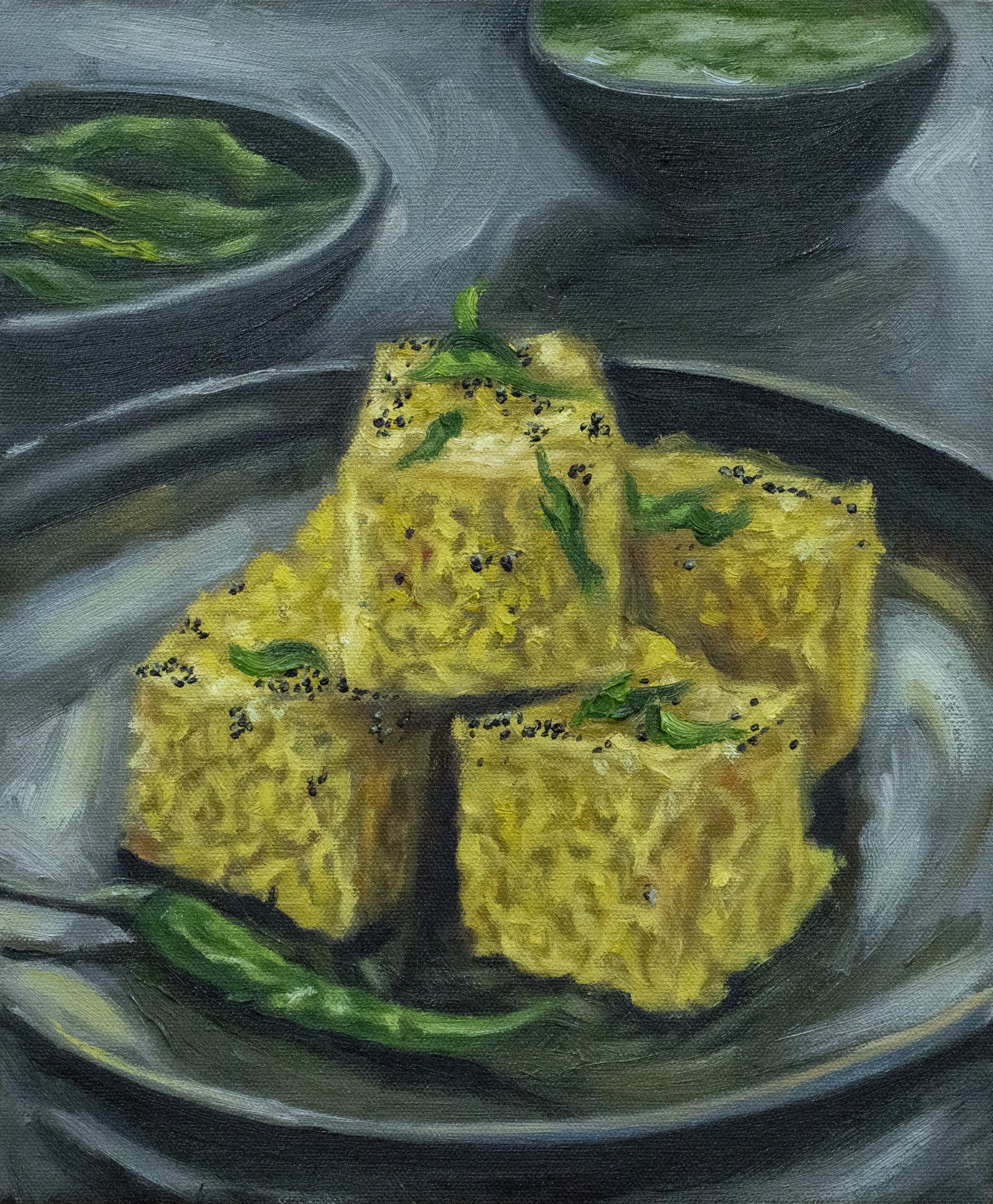 red and white abstract painting