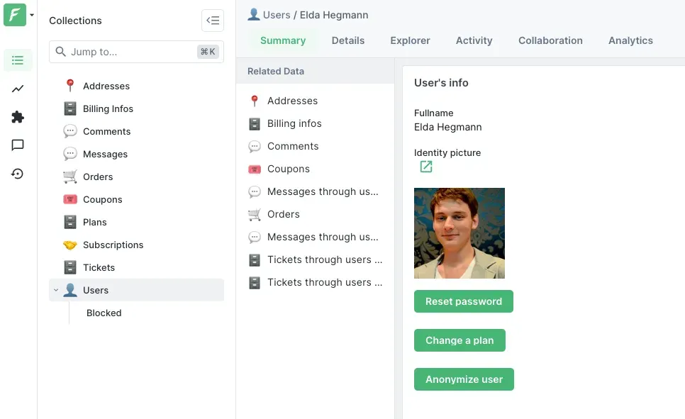 Forest Admin Summary View Example