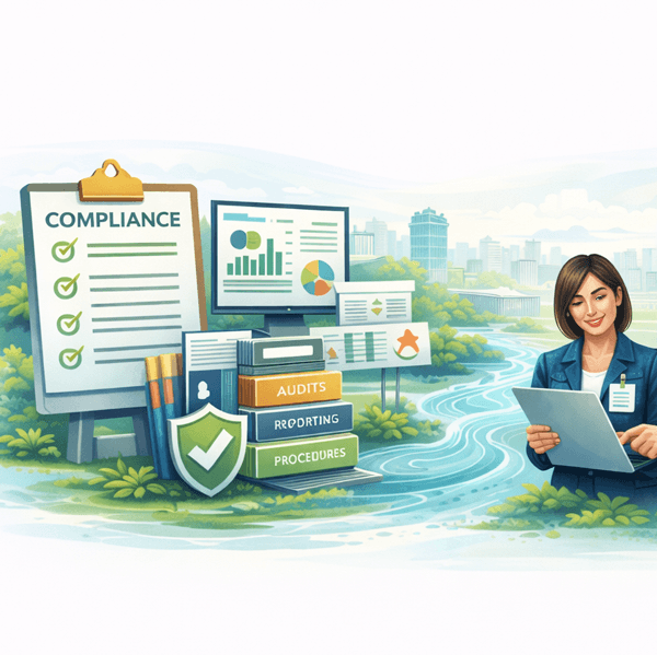 compliance graphic woman holding clipboard