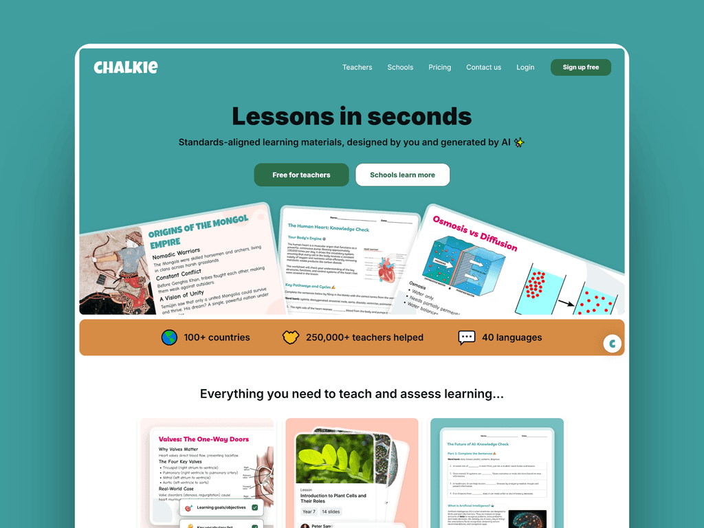 chalkie AI homepage