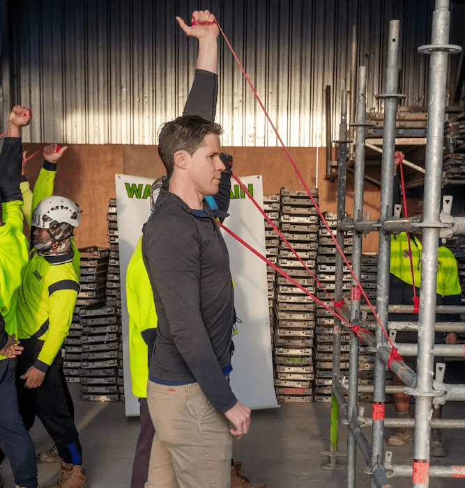 Tradie Physio leading an injury prevention workshop for construction workers in New Zealand