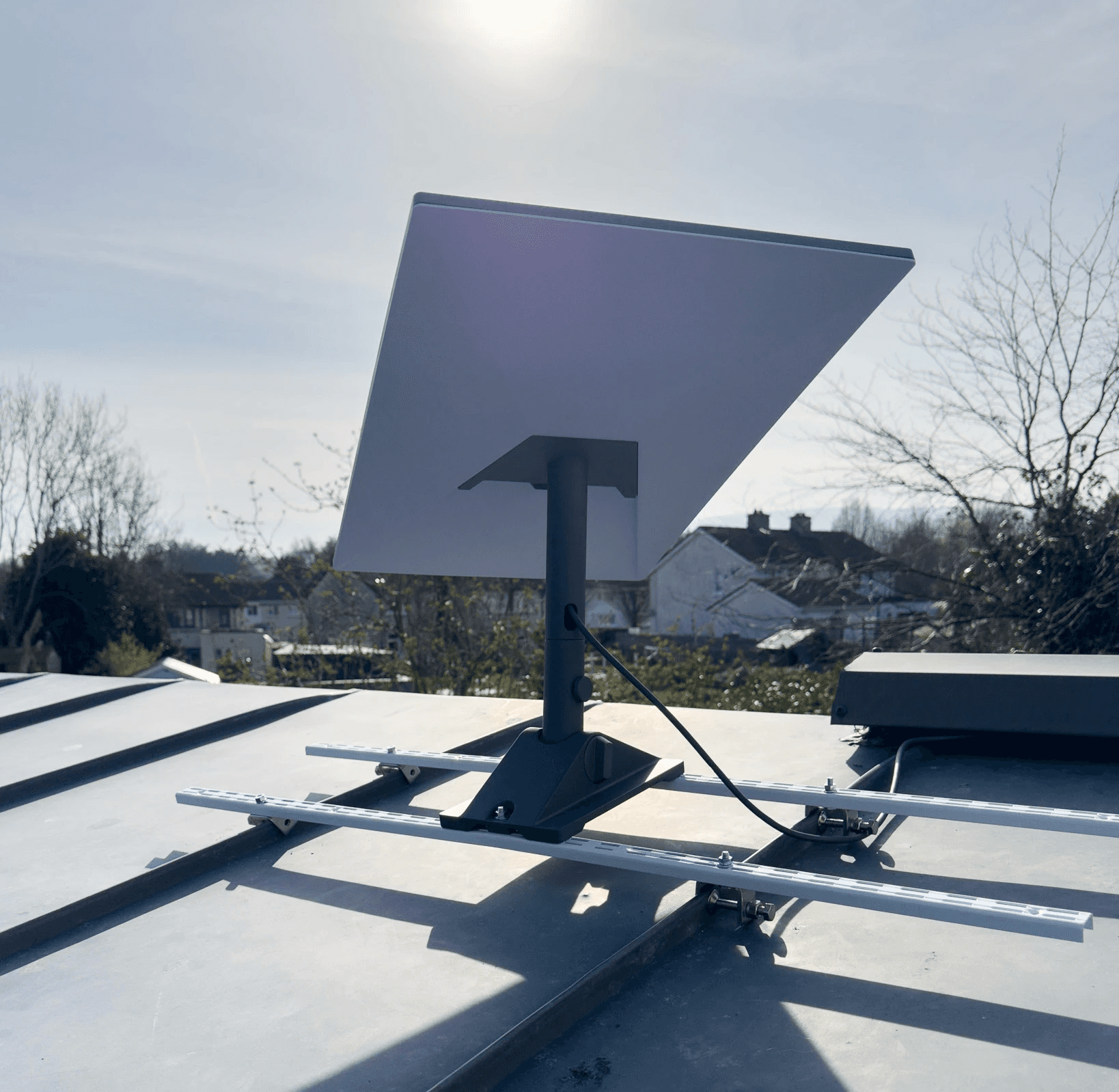 Starlink gen3 dish pointing at the sky in Ireland