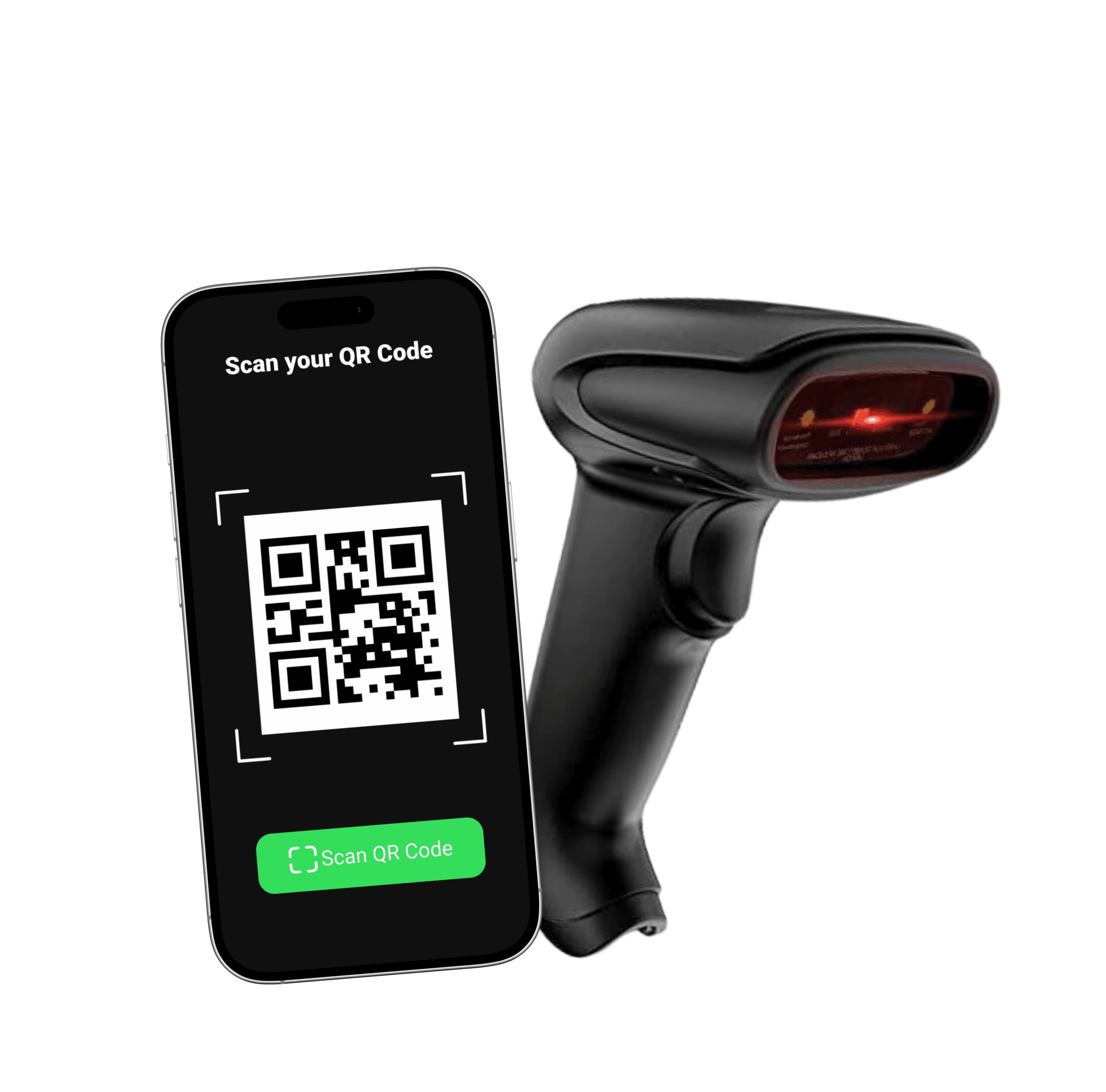 QR code scanning with mobile phone and handheld barcode scanner for digital wallet pass validation