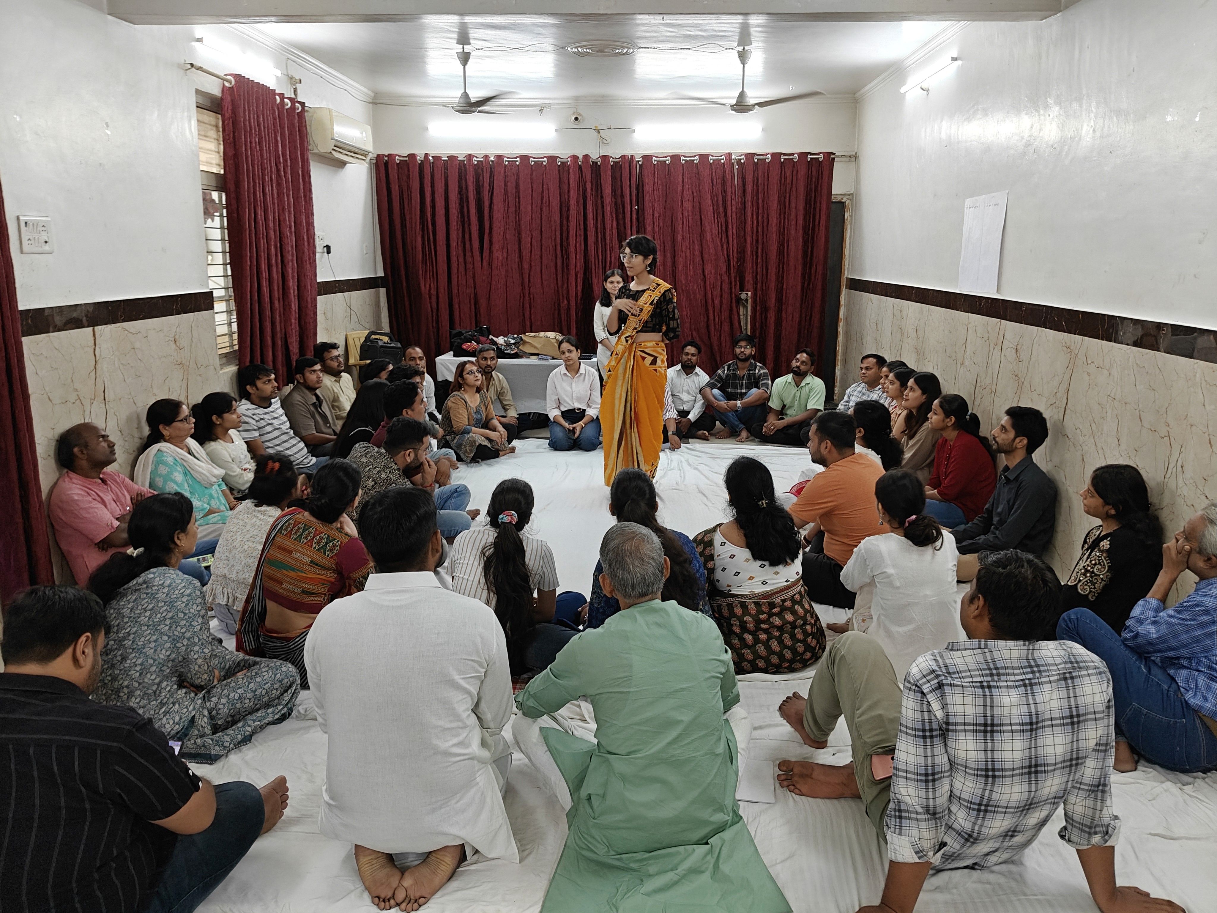 A discussion hosted by Awaaz Leadership Labs' facilitators in Gwalior
