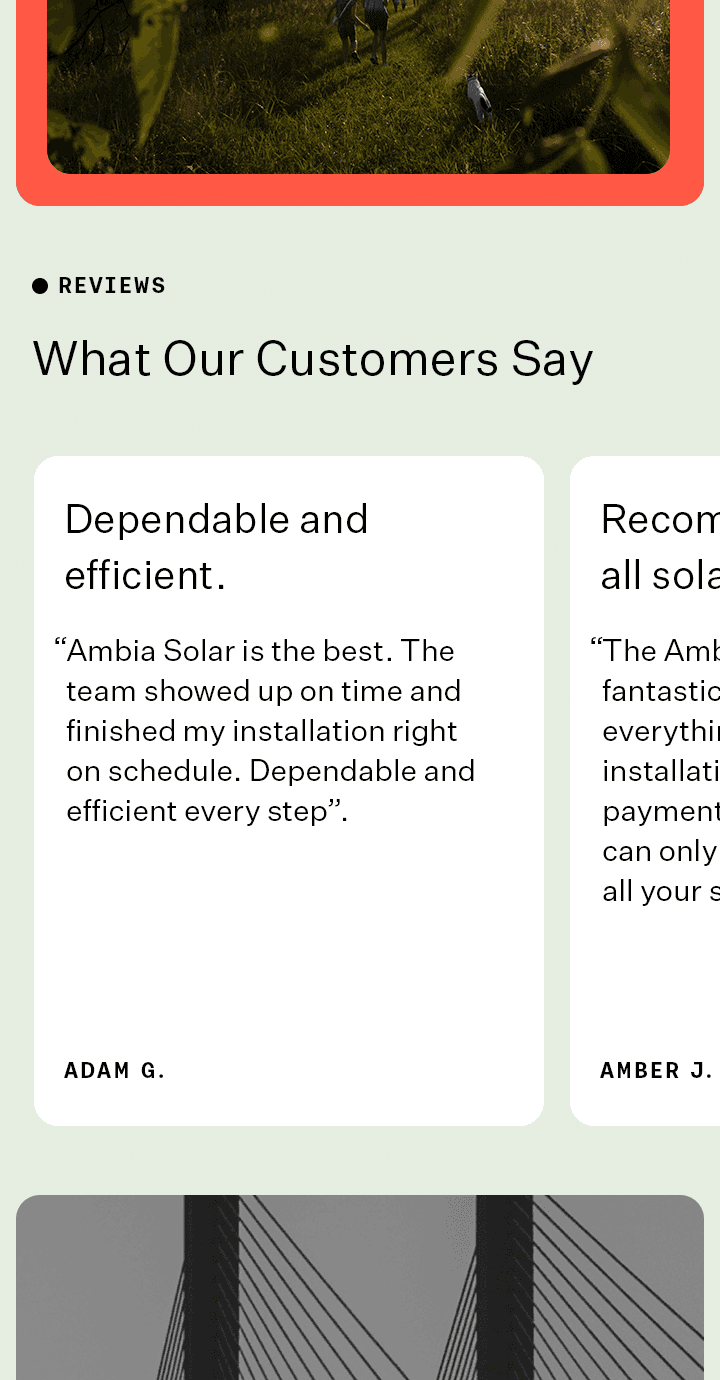 AMBIA Solar Homepage reviews mobile.