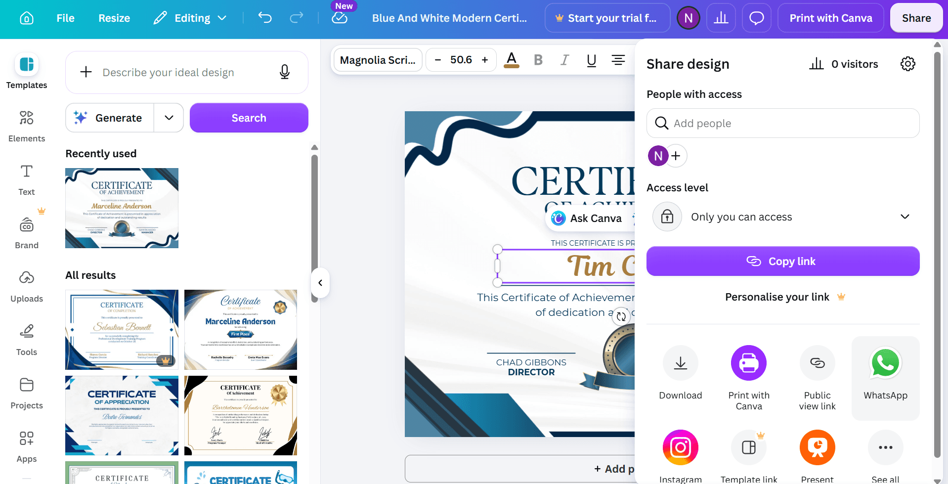 canva editor page