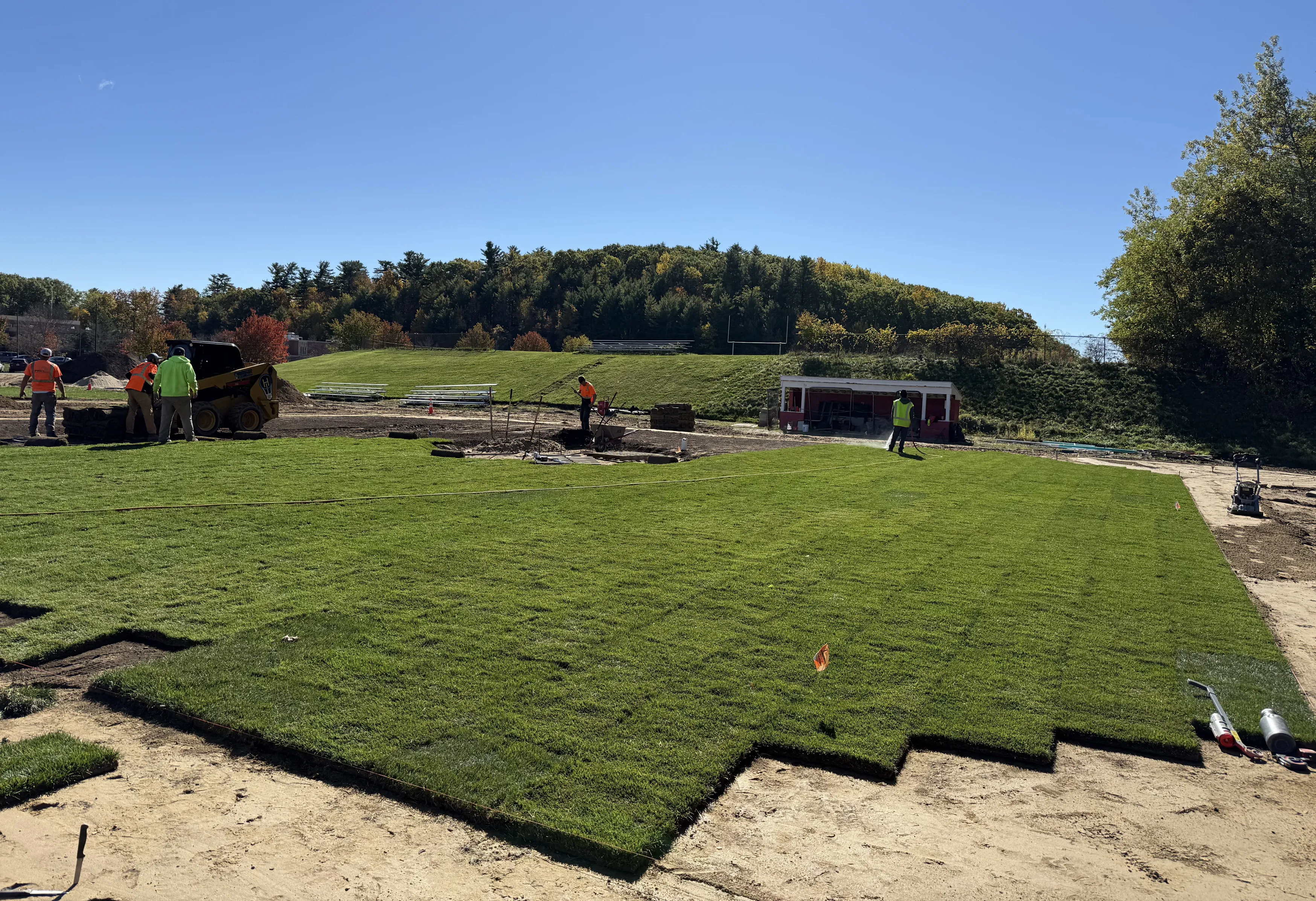 Price Landscape and Construction onsite at a park laying down grass