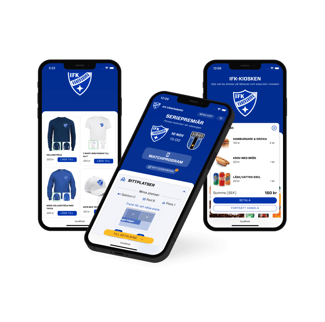 Supportershop, Biljettförsäljning och kiosk på Clubmates hemsida