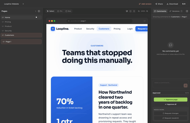 Going through multiple different pages for a single website across the Revisr Platform