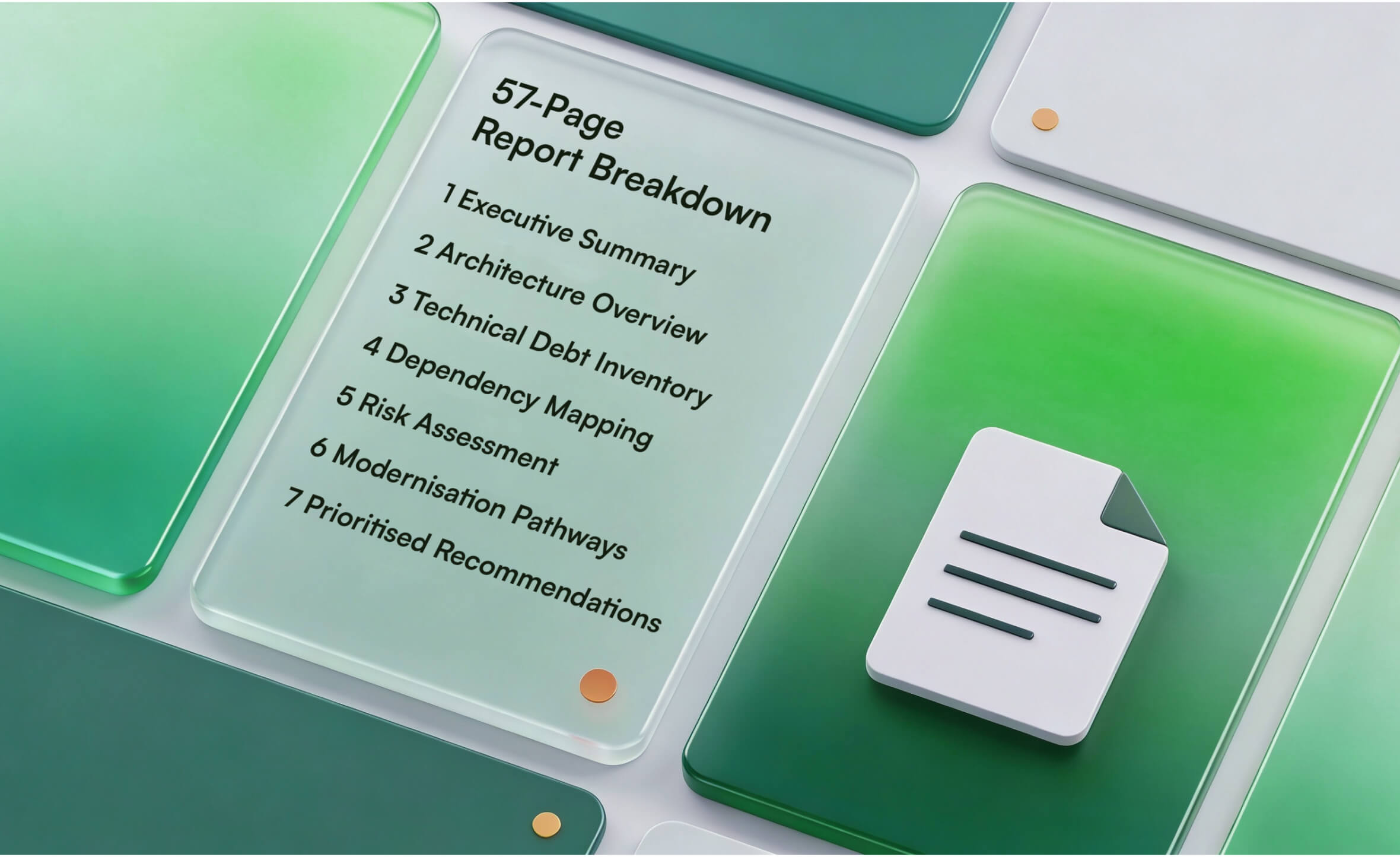 Fifty seven page technical report breakdown covering architecture risks dependencies and modernisation recommendations