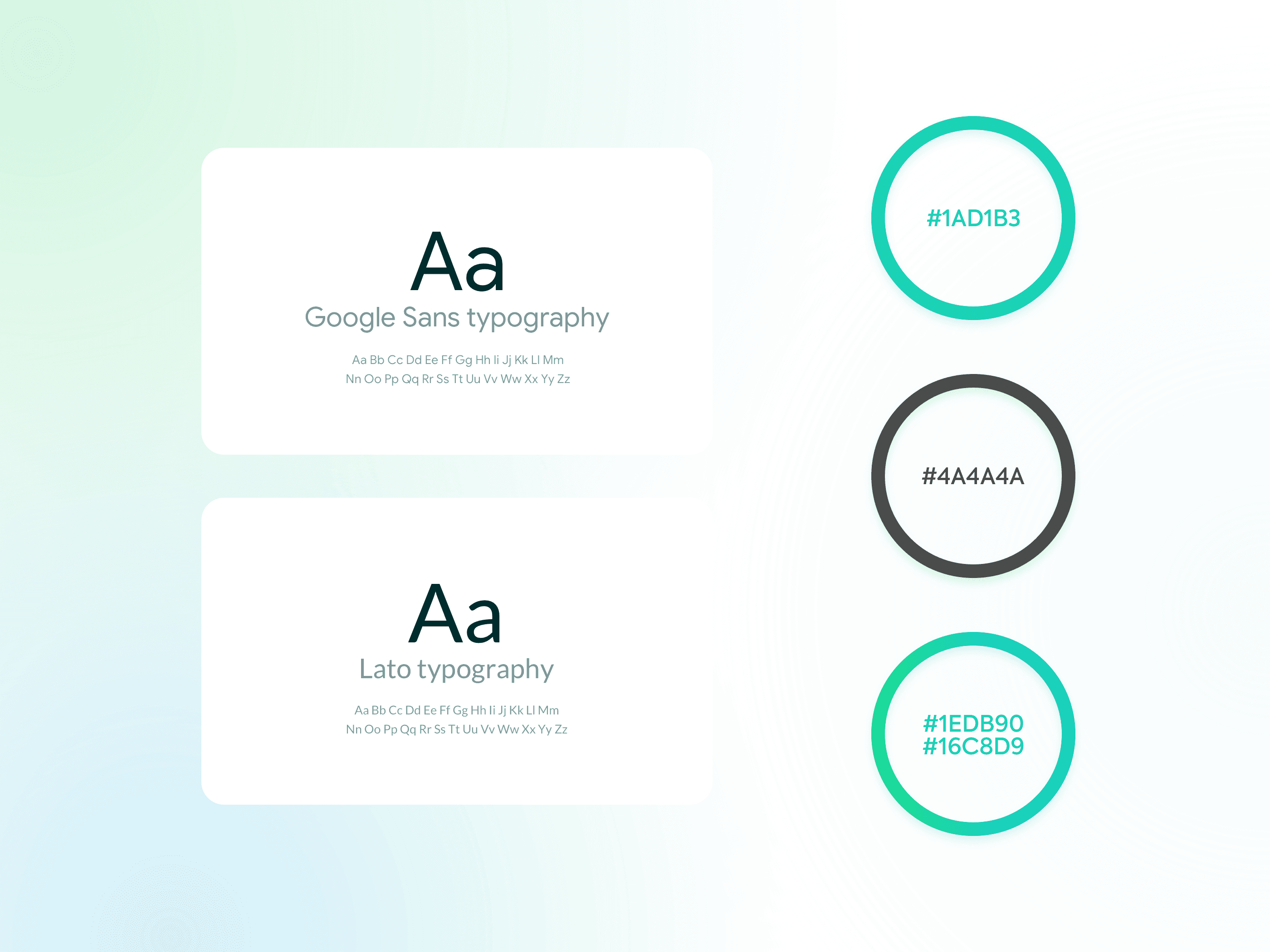 Éléments qui composent l’identité graphique de l’application Keeskee comme la palette de couleurs et les typographies.