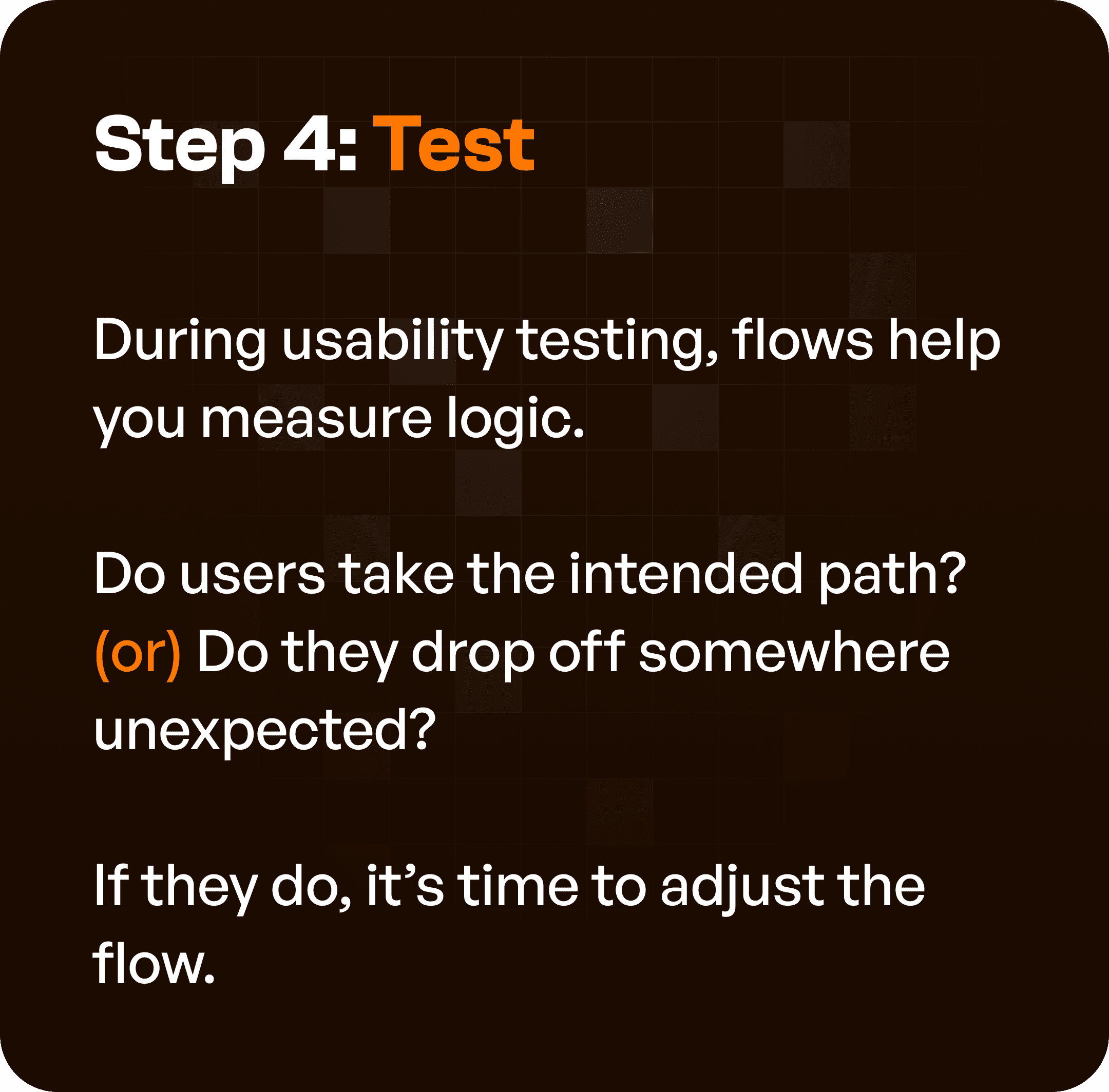 Test in brief for User Flow