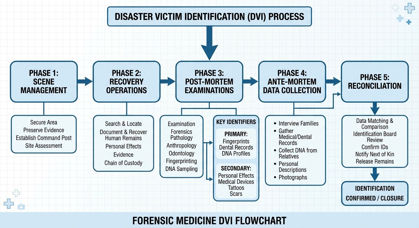 DVI Disaster Victim Identification Process Flowchart Forensic Medicine