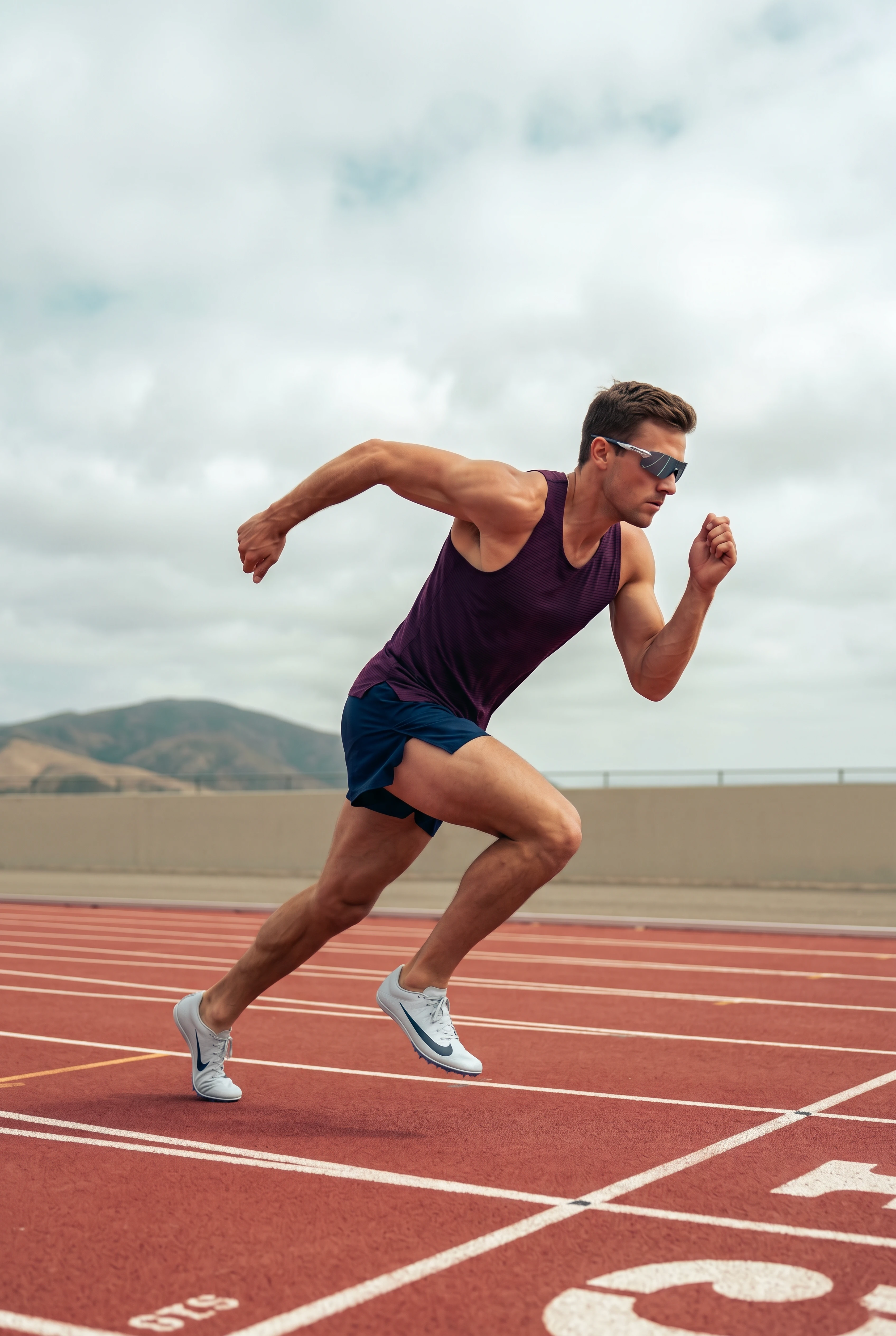 Person running on a track