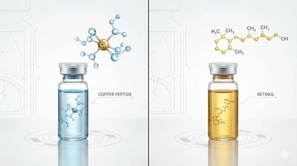 Copper peptides and retinol serums comparison for anti-aging skincare