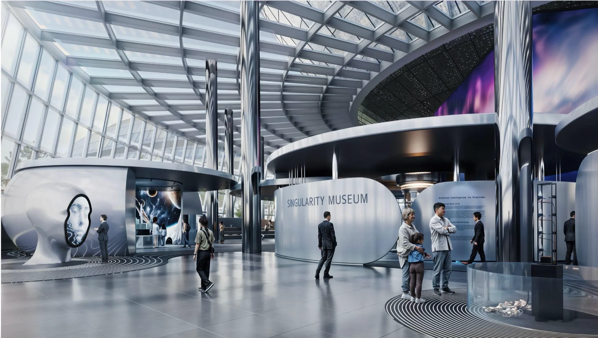 International Centre for AI and Singularity museum (alem.ai) — concept author, curator, creative director, spatial design, visitor experience and narrative concept - Boris Kislitsin