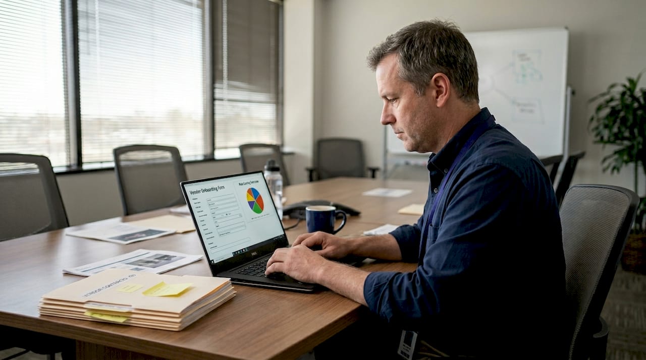 IT administrator working on vendor onboarding tasks