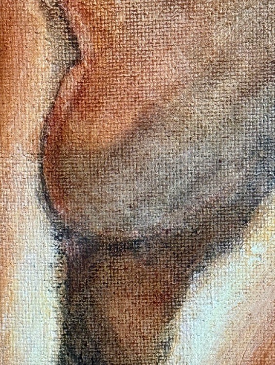 Earth Mother Pensive, 2019.  Pastel, mixed media on hardboard. by Barbara Walker.