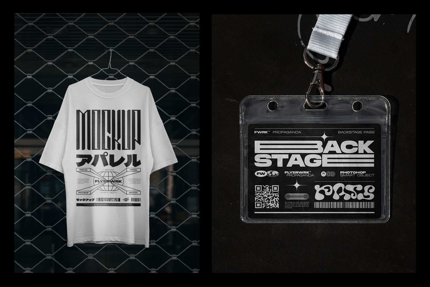 Apparel mockups and ID badge designs included in Flyerwrk Freebies Vault collection