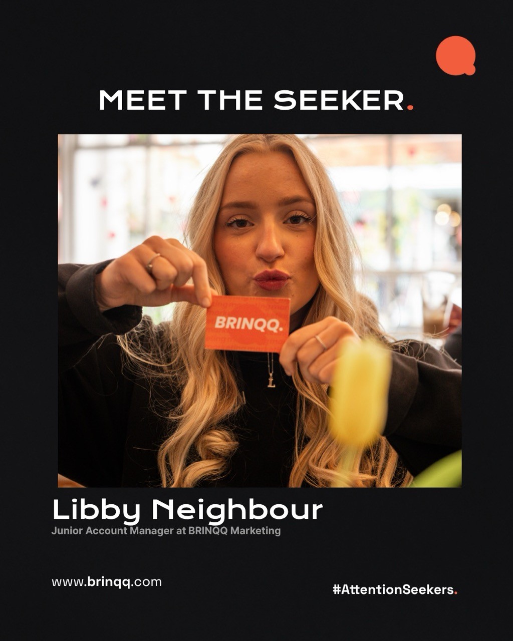 Meet the team Libby Neighbour Junior Account Manager at BRINQQ Marketing tile