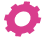 A pink gear icon with a white center, symbolizing settings or adjustments in a digital interface.