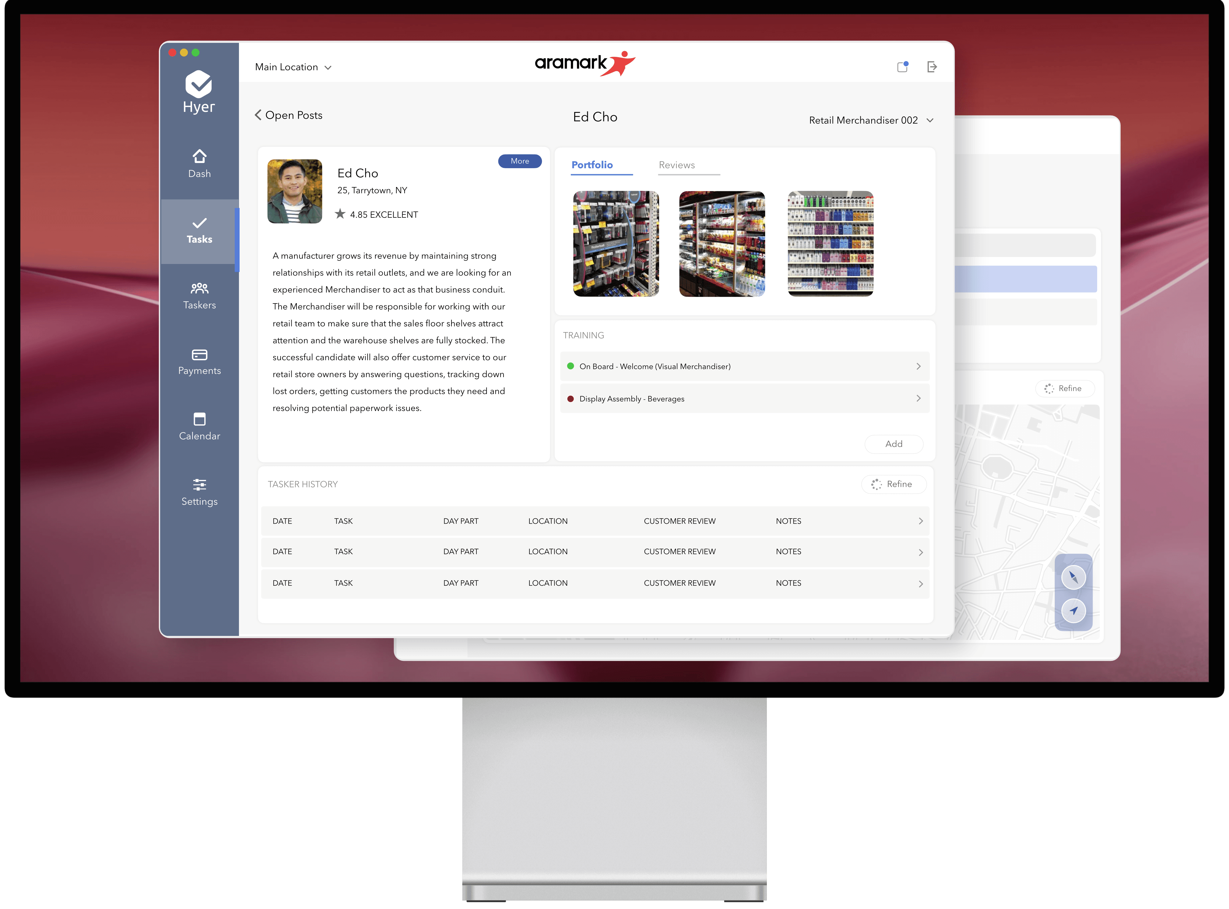 Aramark-Hyer Customer Portal with Tasker and merchandising detail