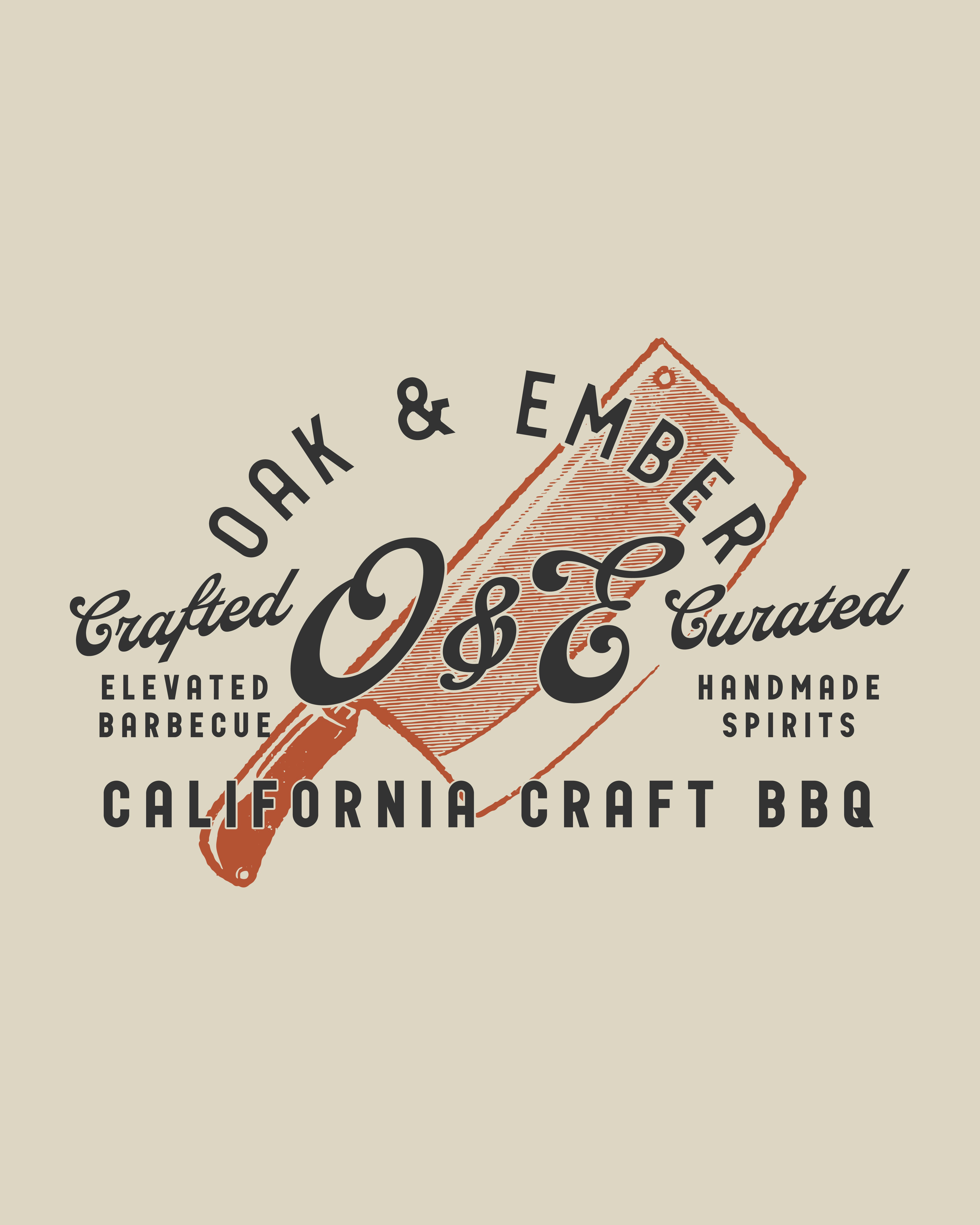 Oak and Ember diamond badge logo layout