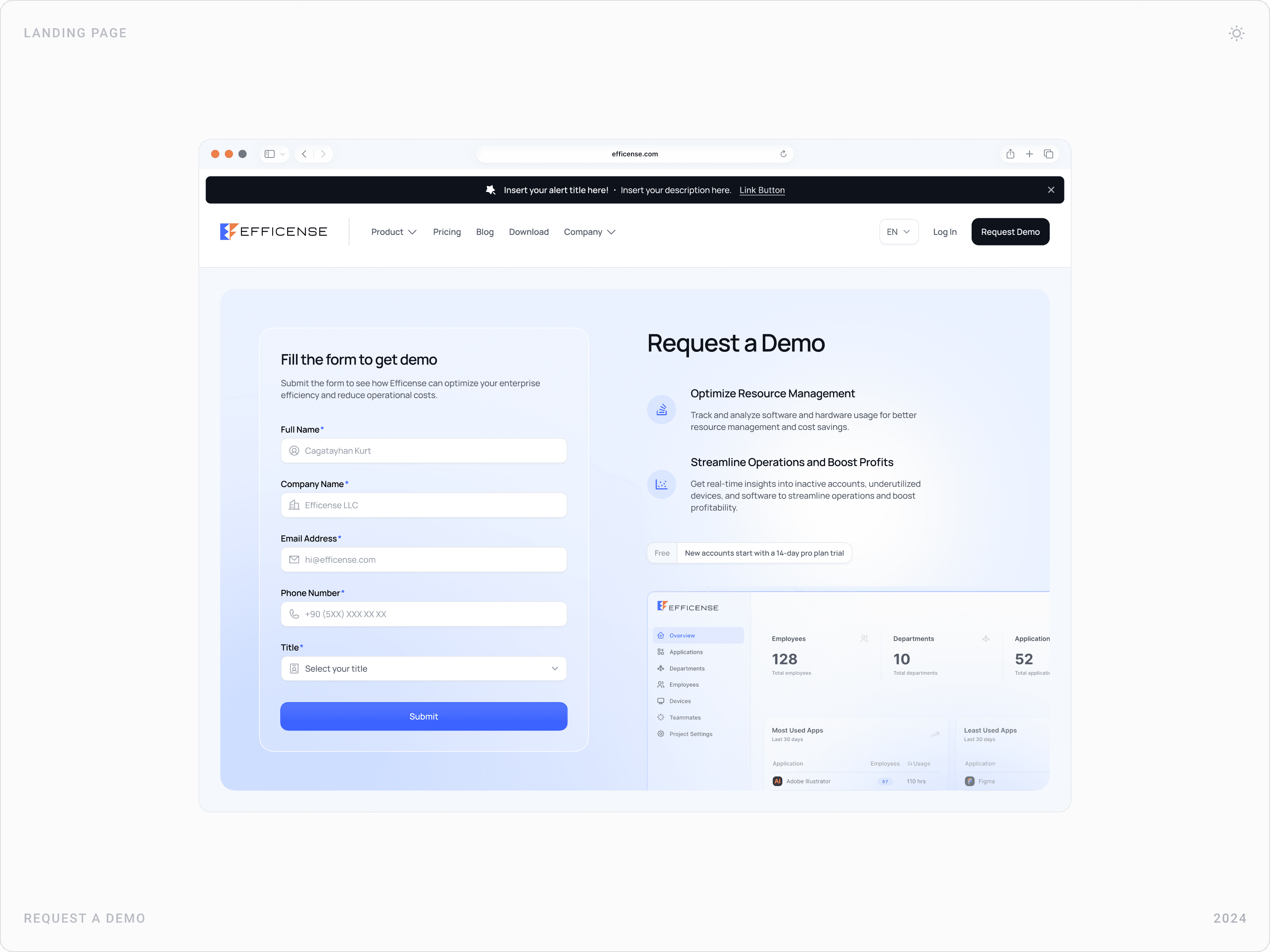 Professional Enterprise Demo Request Section Design