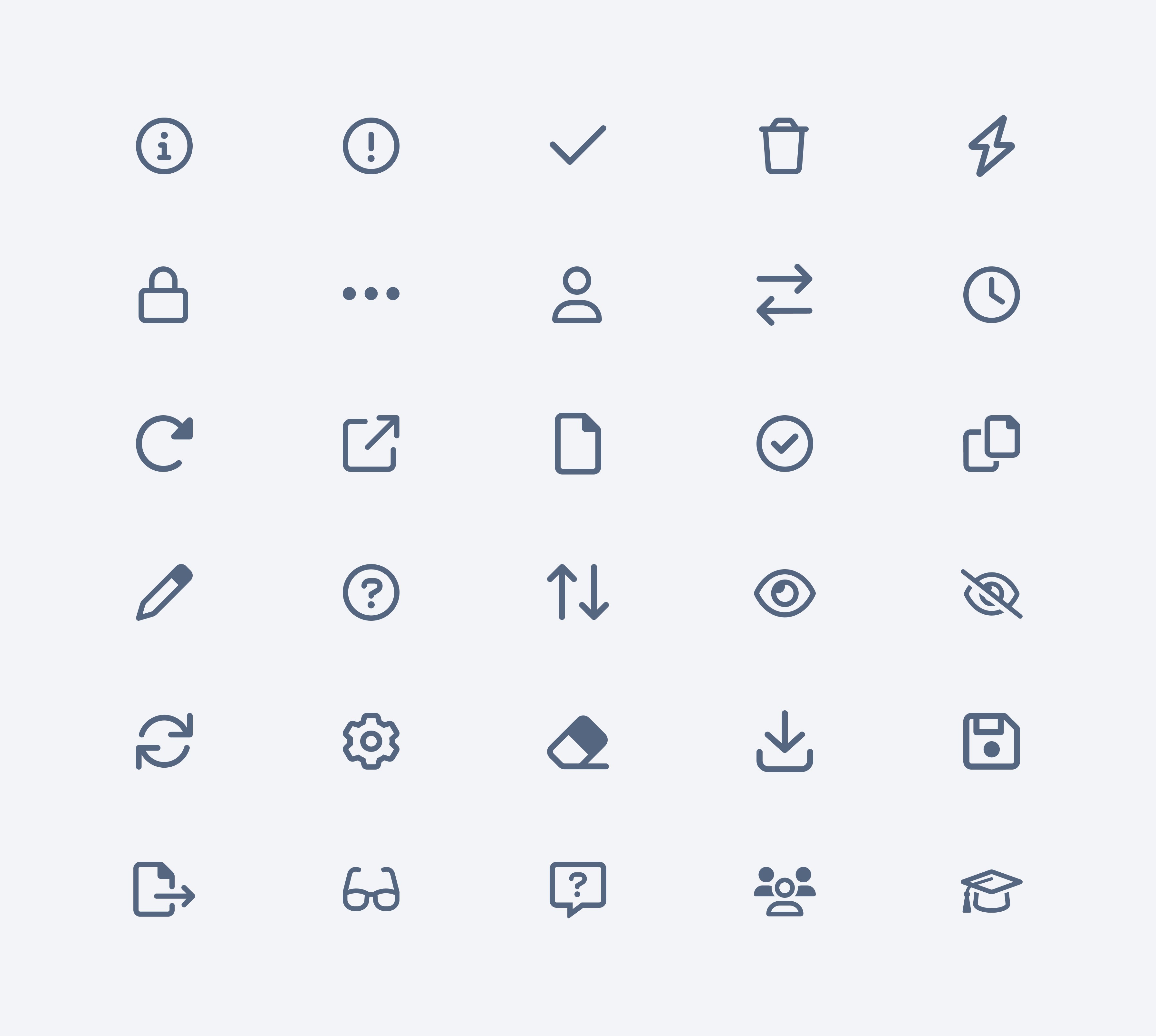 A grid of icons showing some of the icons we used for the platform design