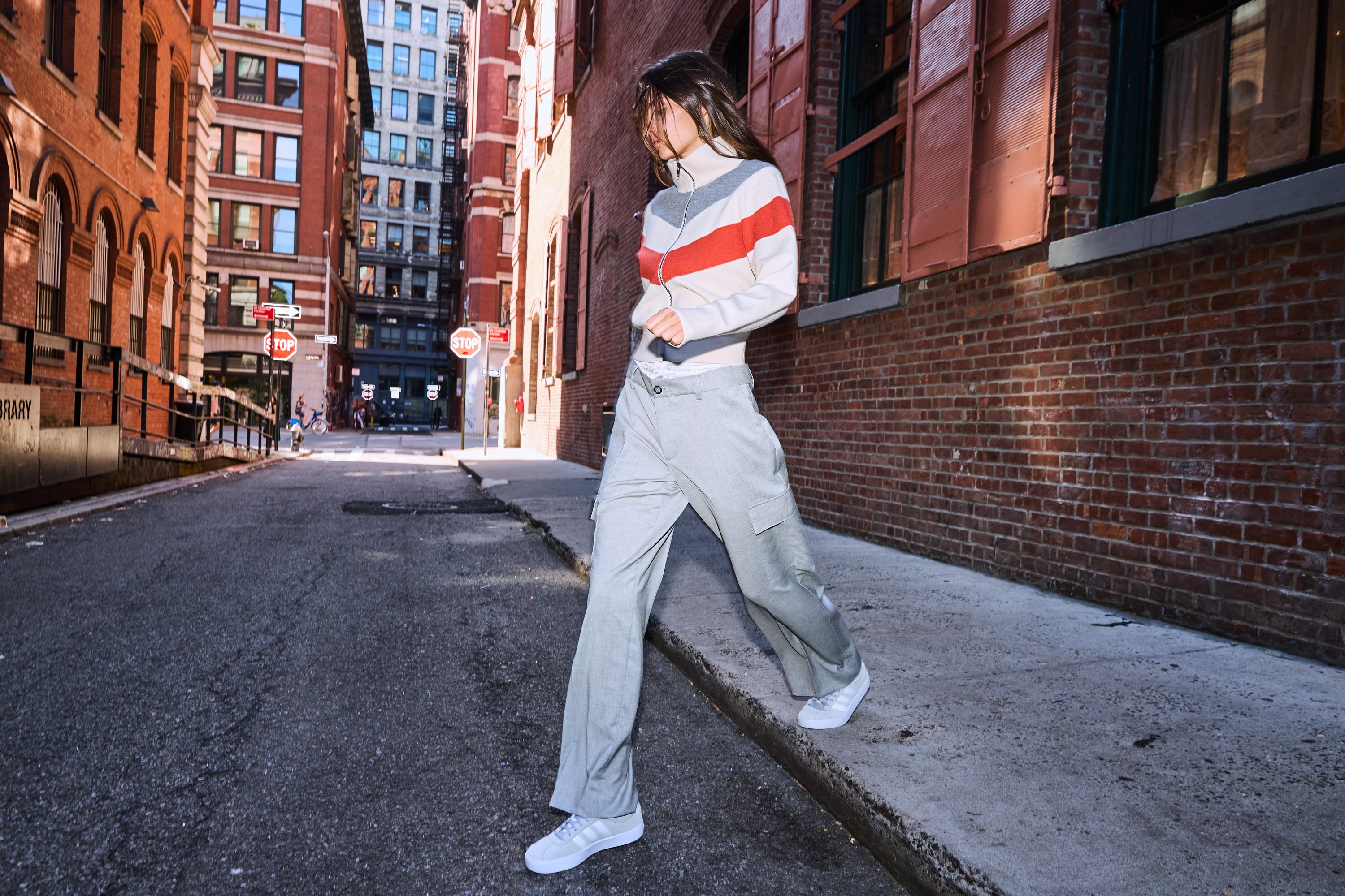 Model girl in orange coat