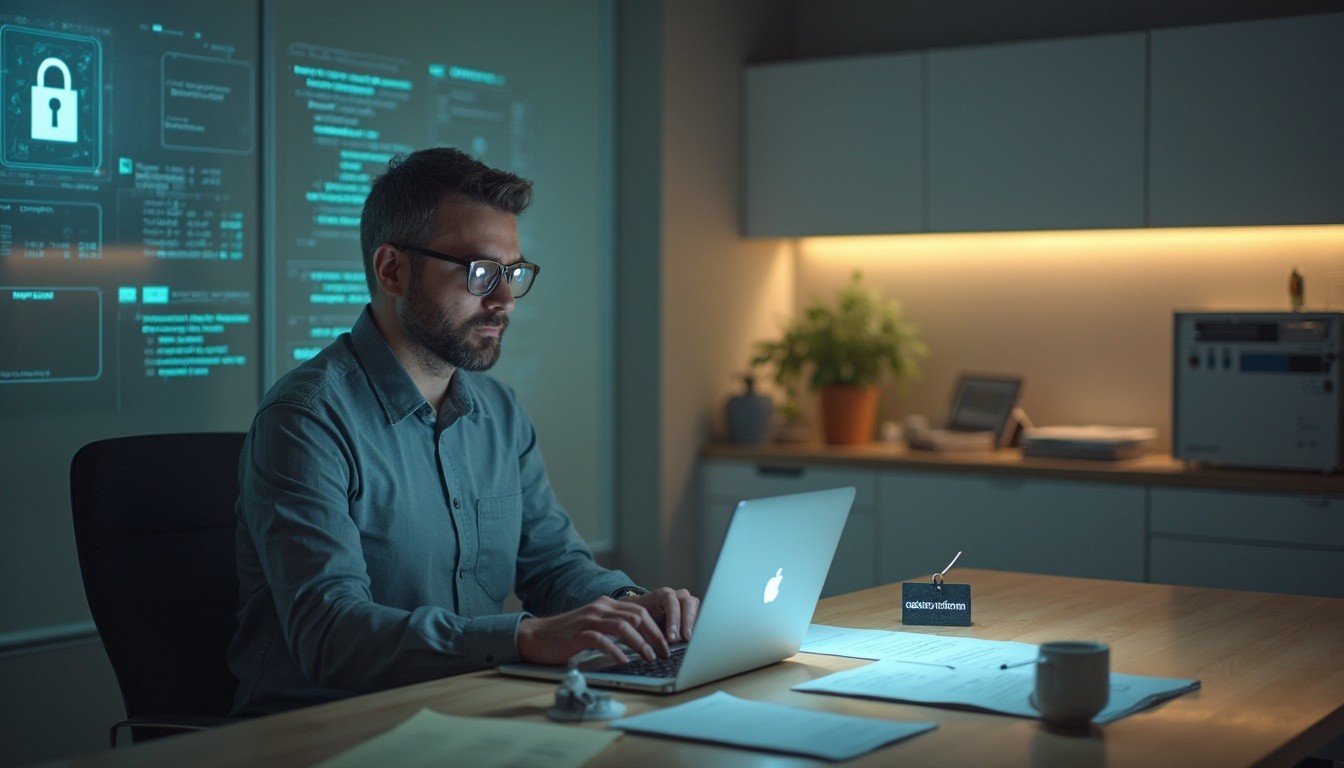 Ein Techniker ist zufrieden mit der Technik, die ai-gelb bietet