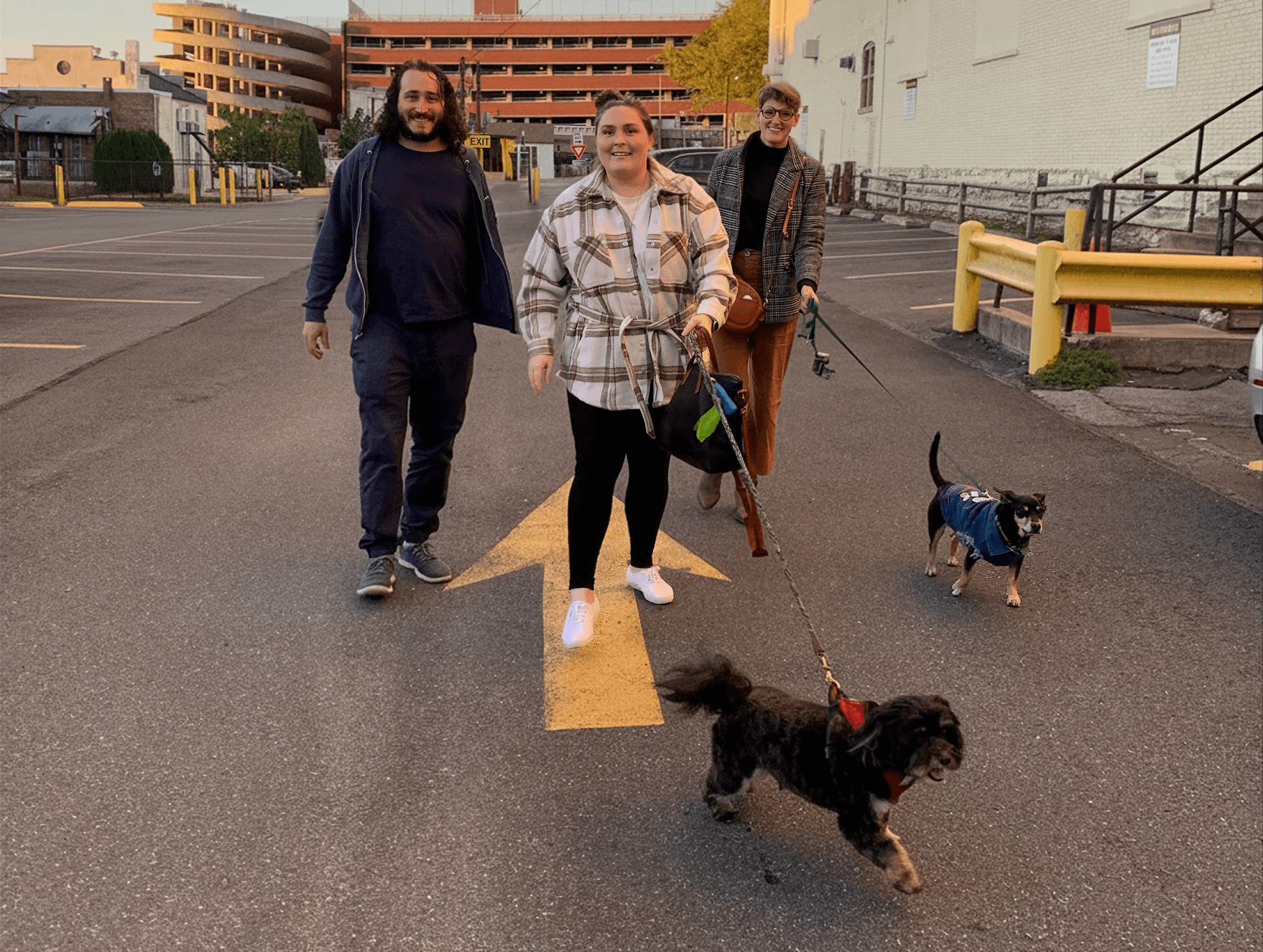 Team Made by We out for a company dinner in Lancaster, PA with office pups included.