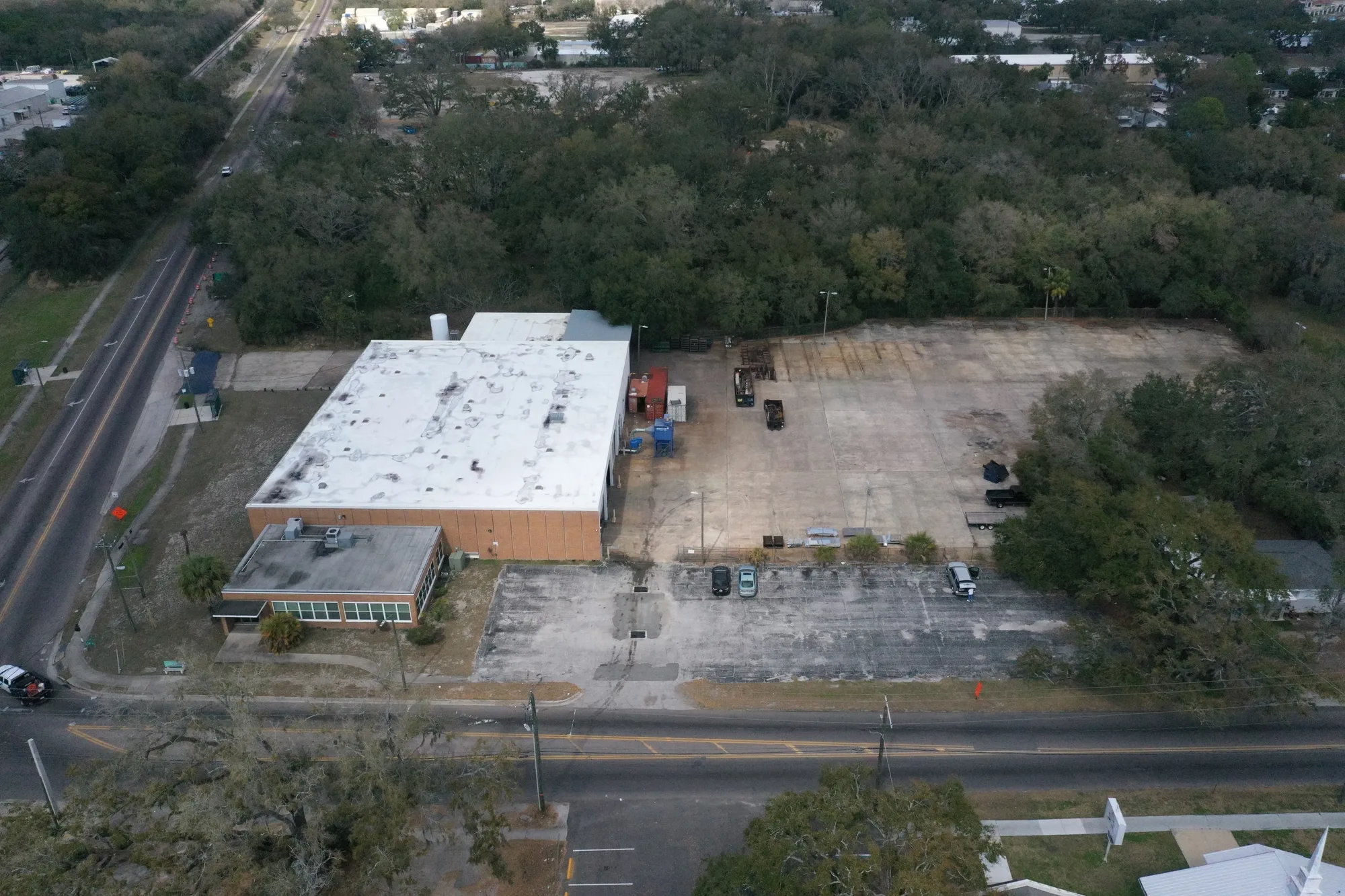 Aerial view of the industrial outdoor storage site at 2902 East Sligh Avenue, Tampa, FL