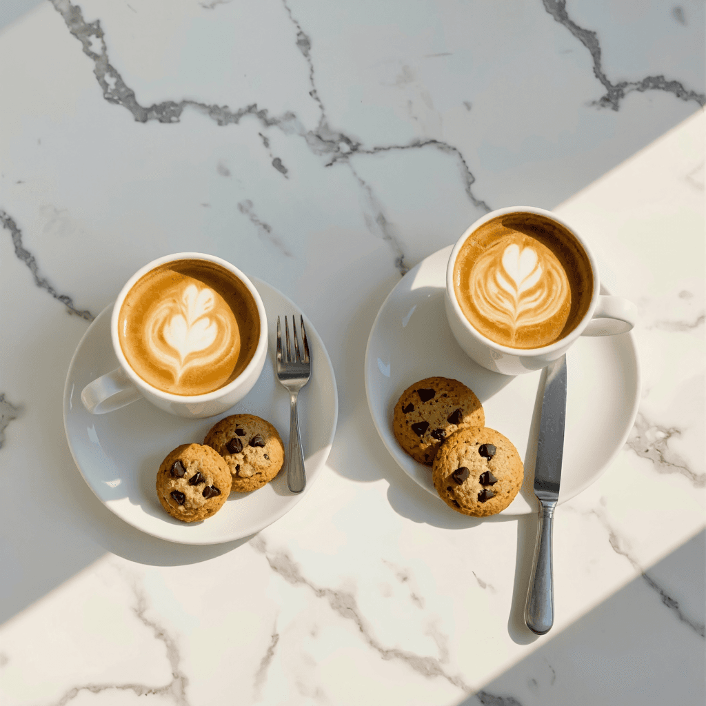product photography of Coffee and cookies