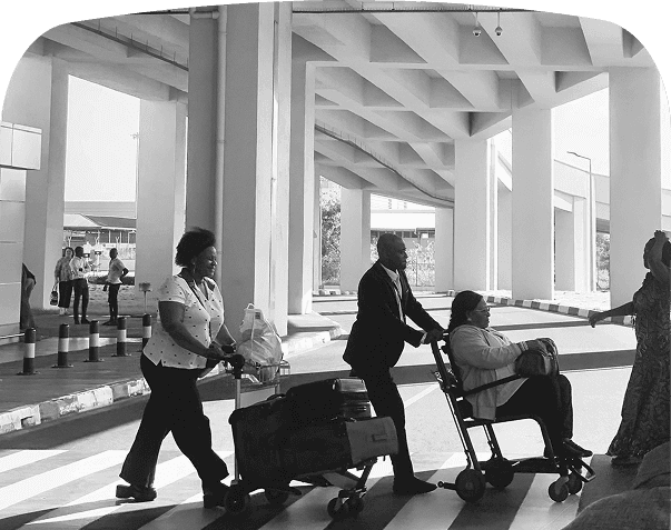 an image of a woman of african descent at an airport digital photo