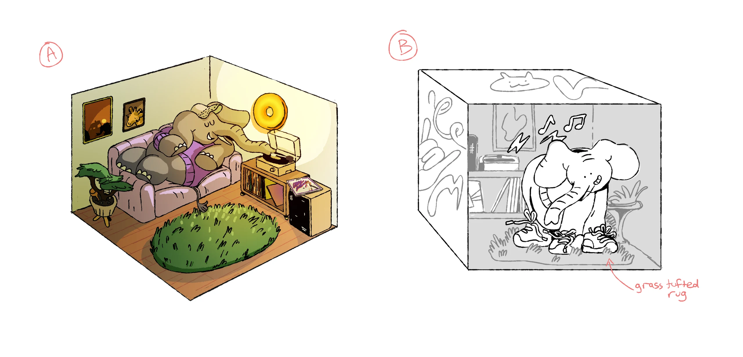 Elephant - Room Sketches
