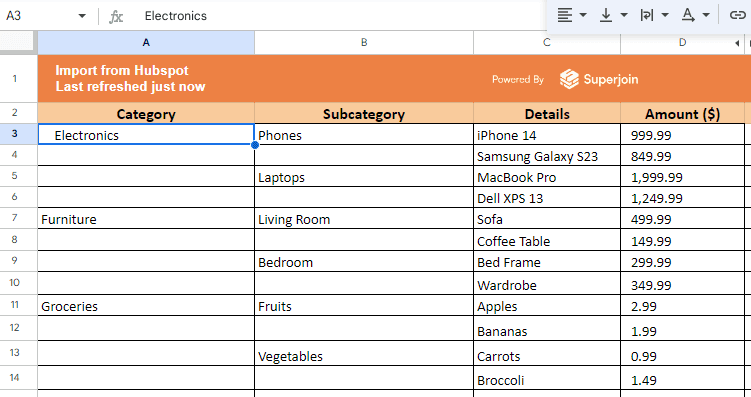 Save the script and run it by selecting the Run button. This will add a four-space indent to the active range of cells.