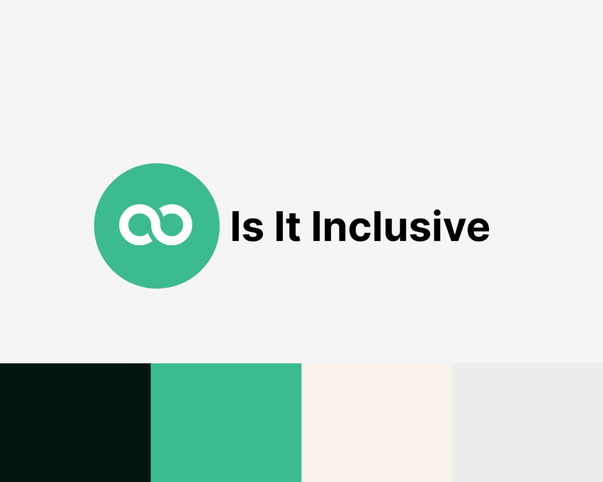 A graphic of a logo with 'Is It Inlusive' in bold letters and a colour palette below.