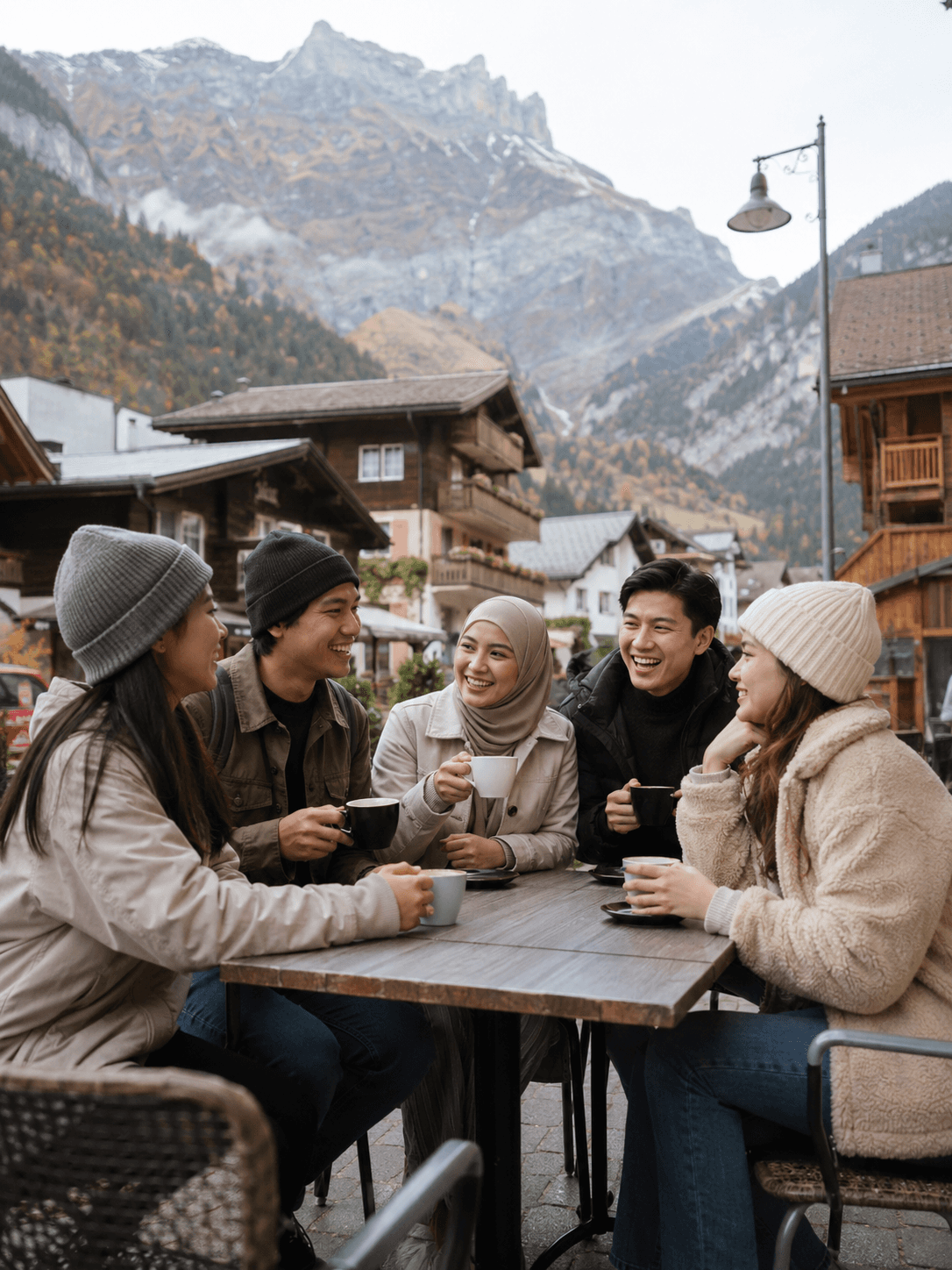Travellers sharing a destination experience