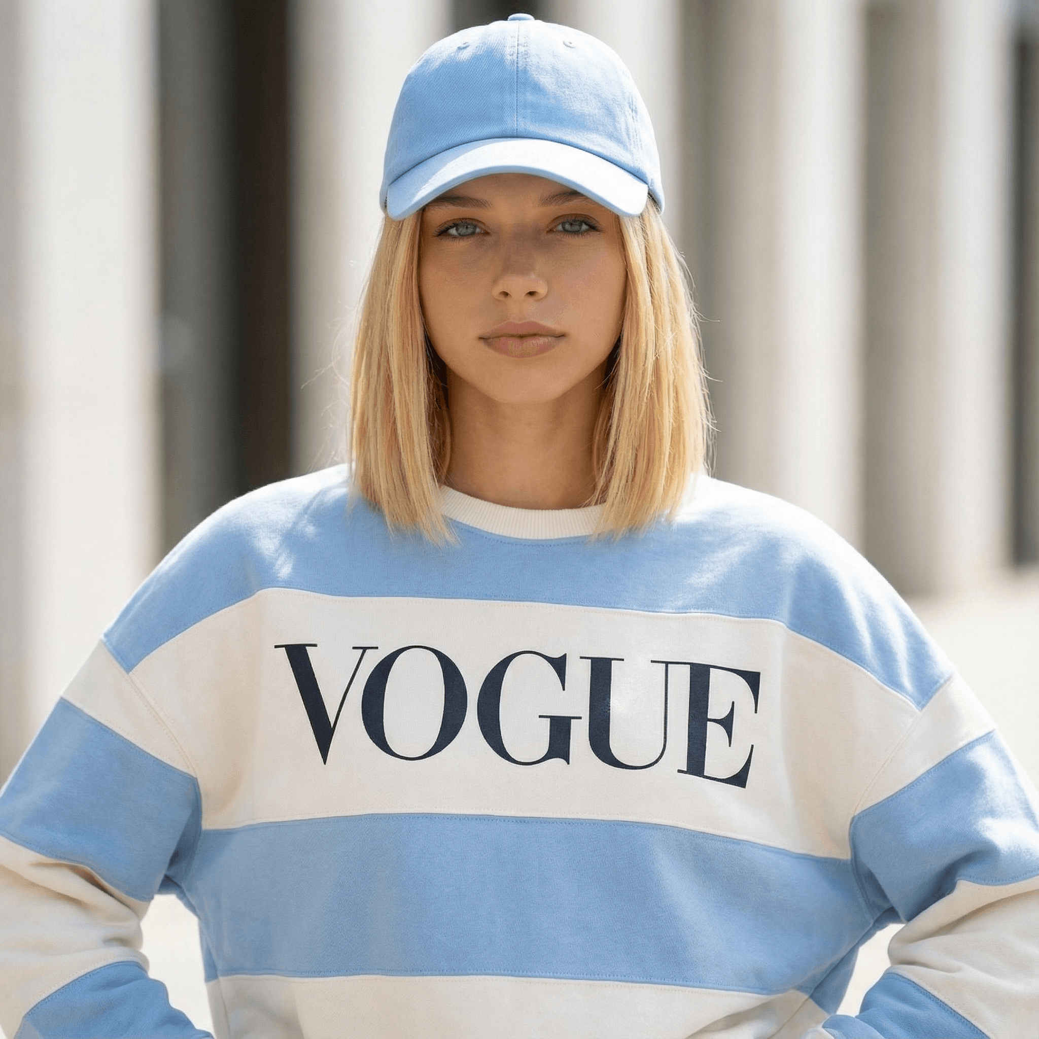 KI-Model in schwarzem Top und Bikini am sonnigen Strand, natürliche Pose mit erhobenem Arm, weiches Abendlicht und ruhige Meereskulisse