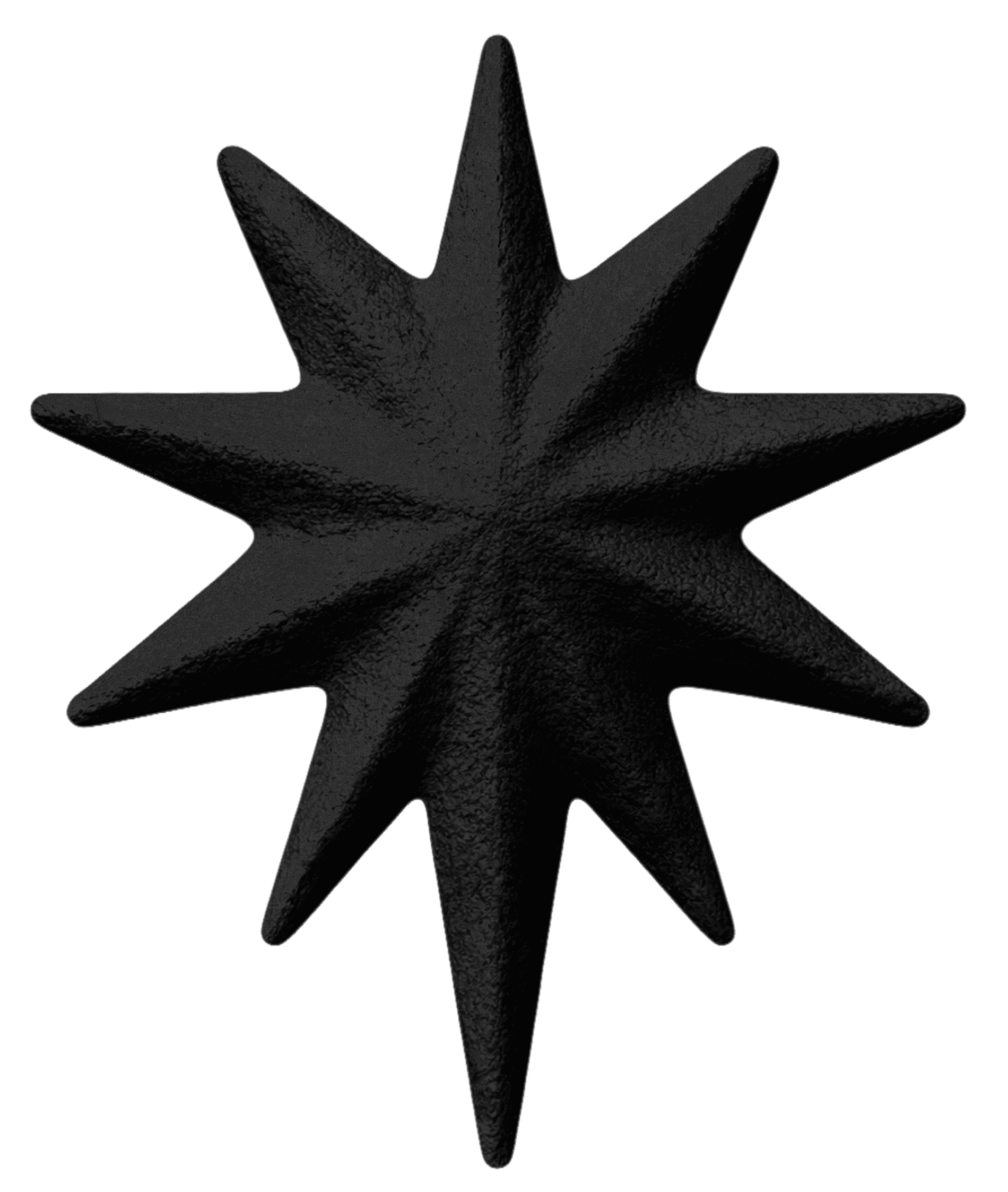 symbol: Star-shaped black sculptural object